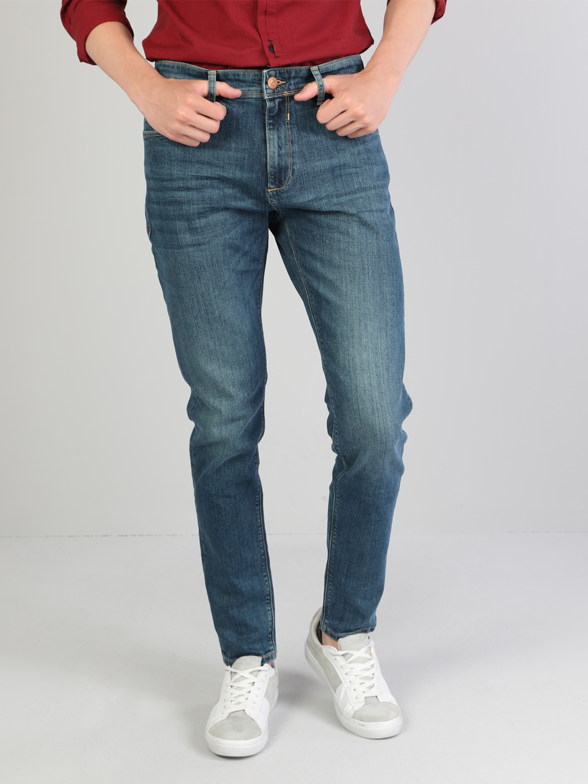 Afișați detalii pentru Pantaloni De Barbati Albastru Slim Fit 041 Danny Cl1046152