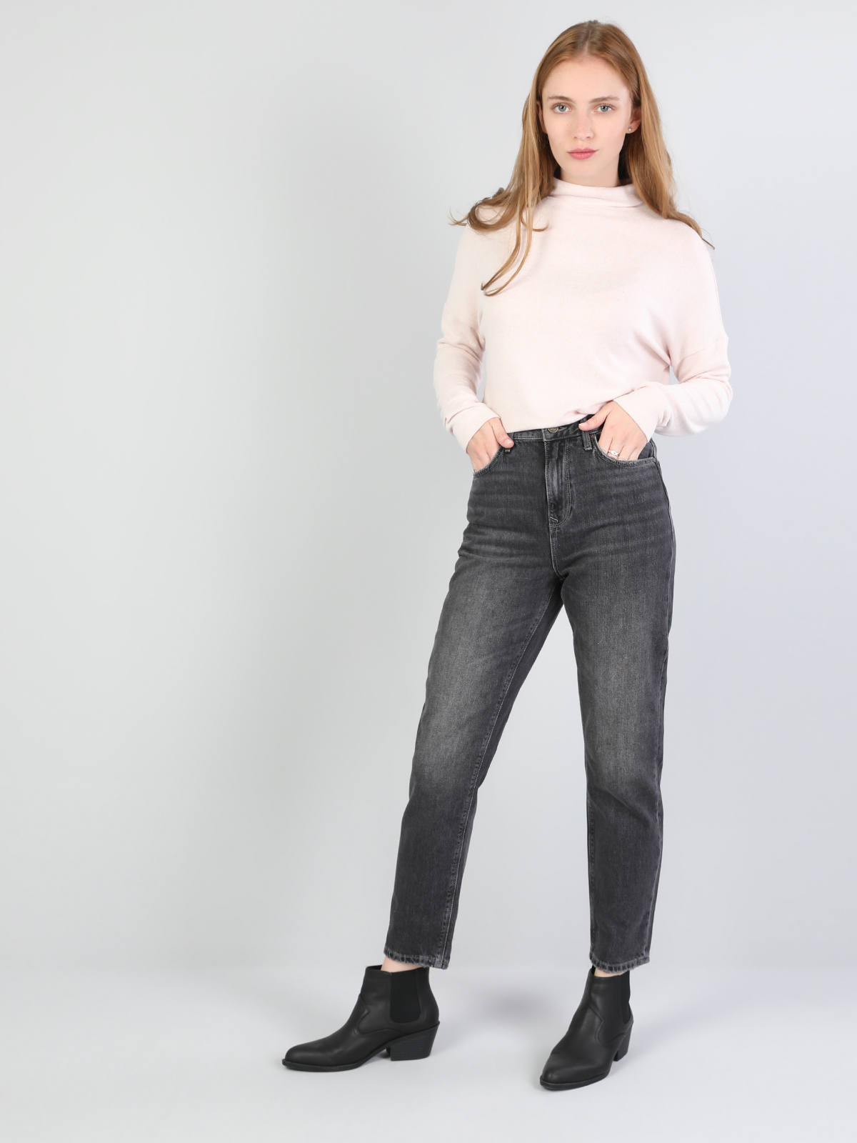 Afișați detalii pentru Pantaloni De Dama Albastru Mom Fit 896  Maria Cl1046016