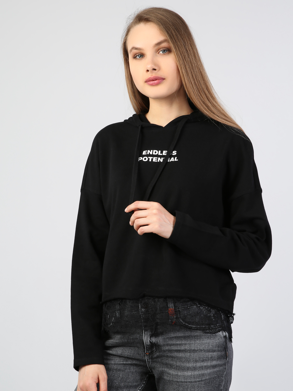 Afișați detalii pentru Hanorac / Bluza De Dama Negru Comfort Fit  Cl1044385