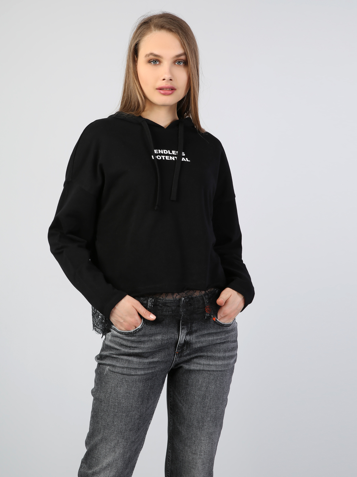 Afișați detalii pentru Hanorac / Bluza De Dama Negru Comfort Fit  Cl1044385