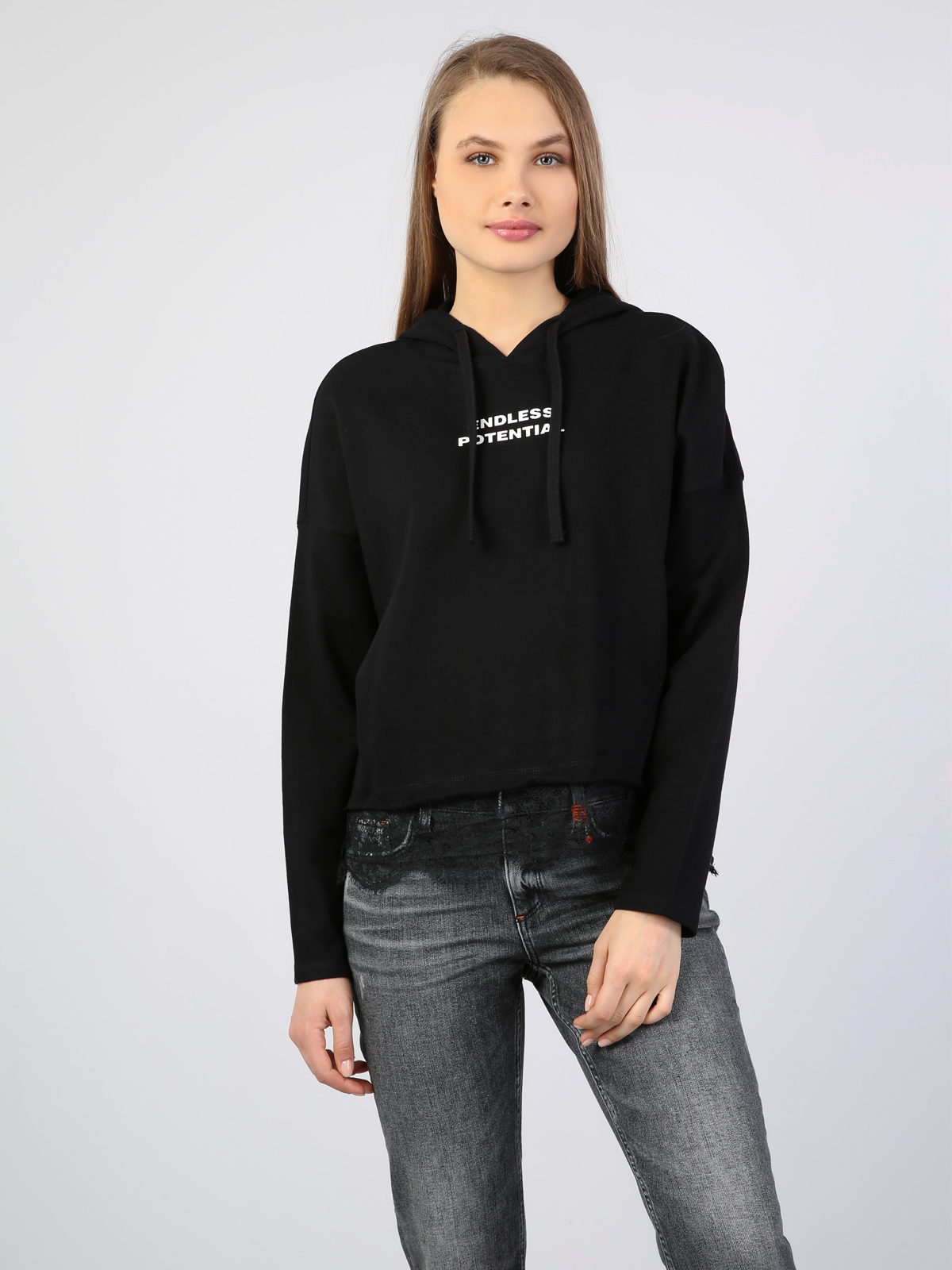 Afișați detalii pentru Hanorac / Bluza De Dama Negru Comfort Fit  Cl1044385