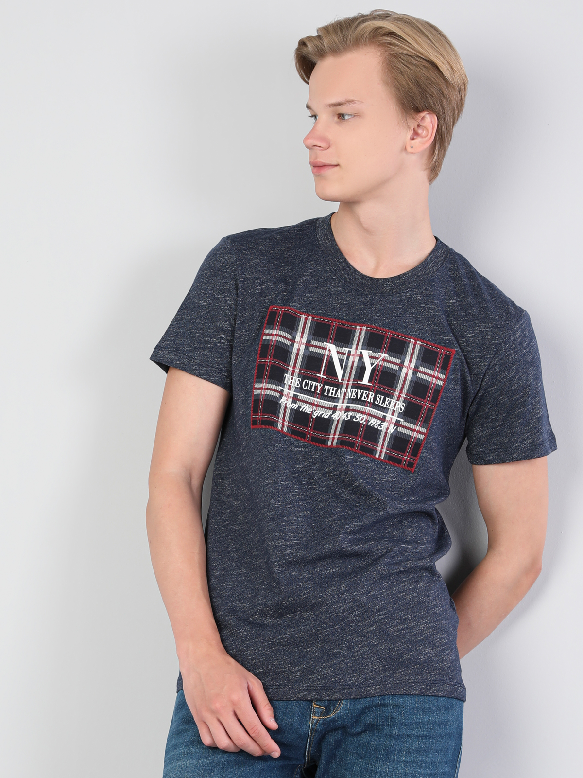 Afișați detalii pentru Tricou Cu Maneca Scurta De Barbati Albastru Marin Regular Fit  Cl1045514