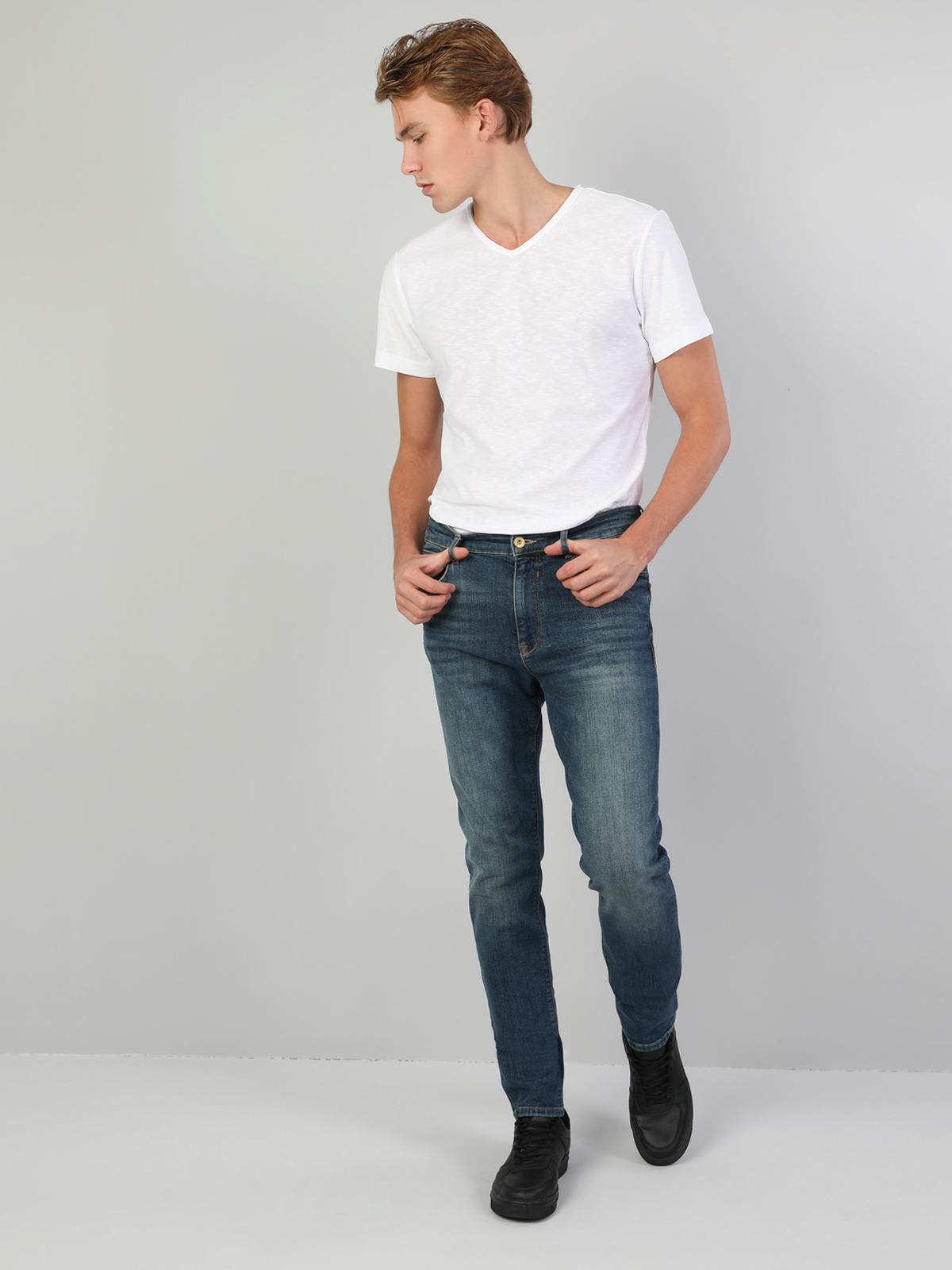 Afișați detalii pentru Pantaloni De Barbati Albastru Skinny Fit  Cl1046606