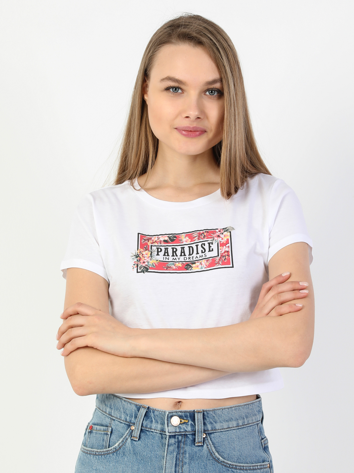 Afișați detalii pentru Tricou Cu Maneca Scurta De Dama Alb Slim Fit  Cl1049090