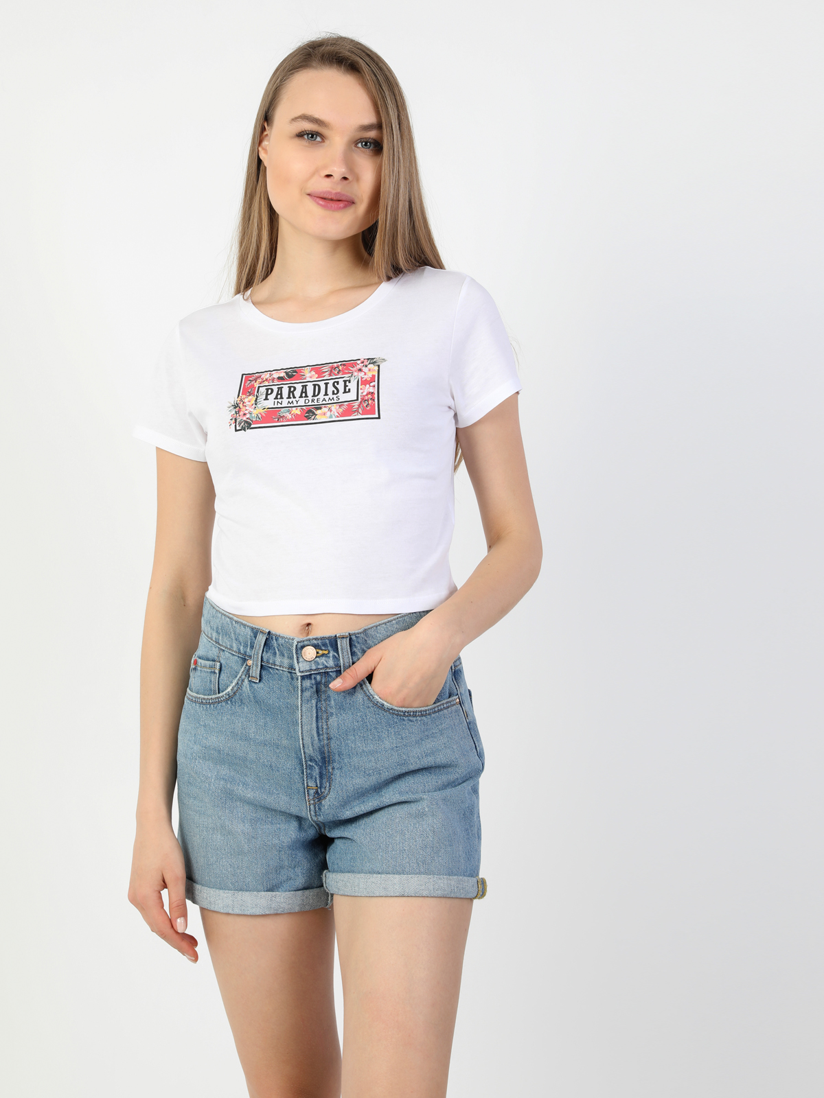 Afișați detalii pentru Tricou Cu Maneca Scurta De Dama Alb Slim Fit  Cl1049090