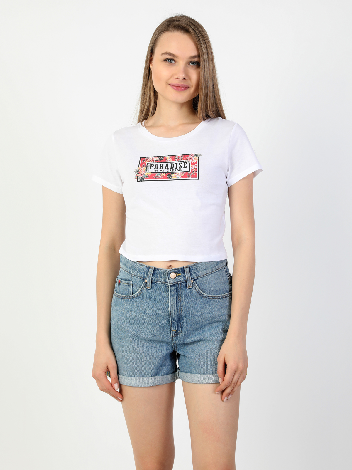 Afișați detalii pentru Tricou Cu Maneca Scurta De Dama Alb Slim Fit  Cl1049090