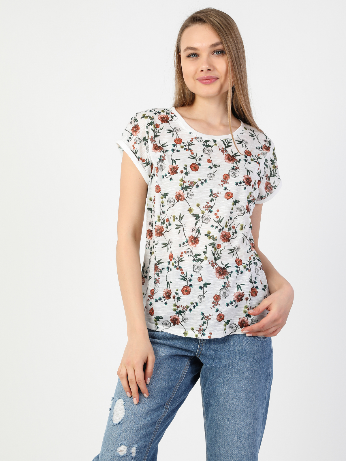 Afișați detalii pentru Tricou Cu Maneca Scurta De Dama Alb Regular Fit  Cl1049077