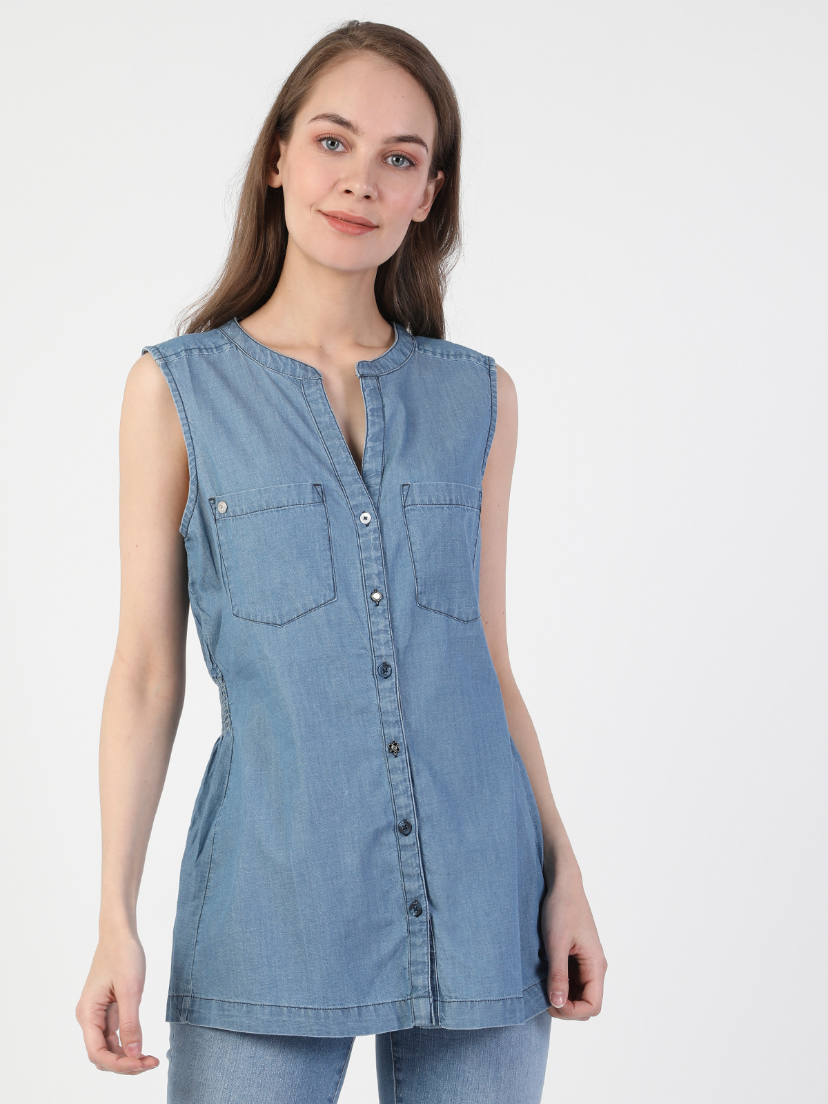 Afișați detalii pentru Camasa Cu Maneca Scurta De Dama Denim Slim Fit  Cl1049716