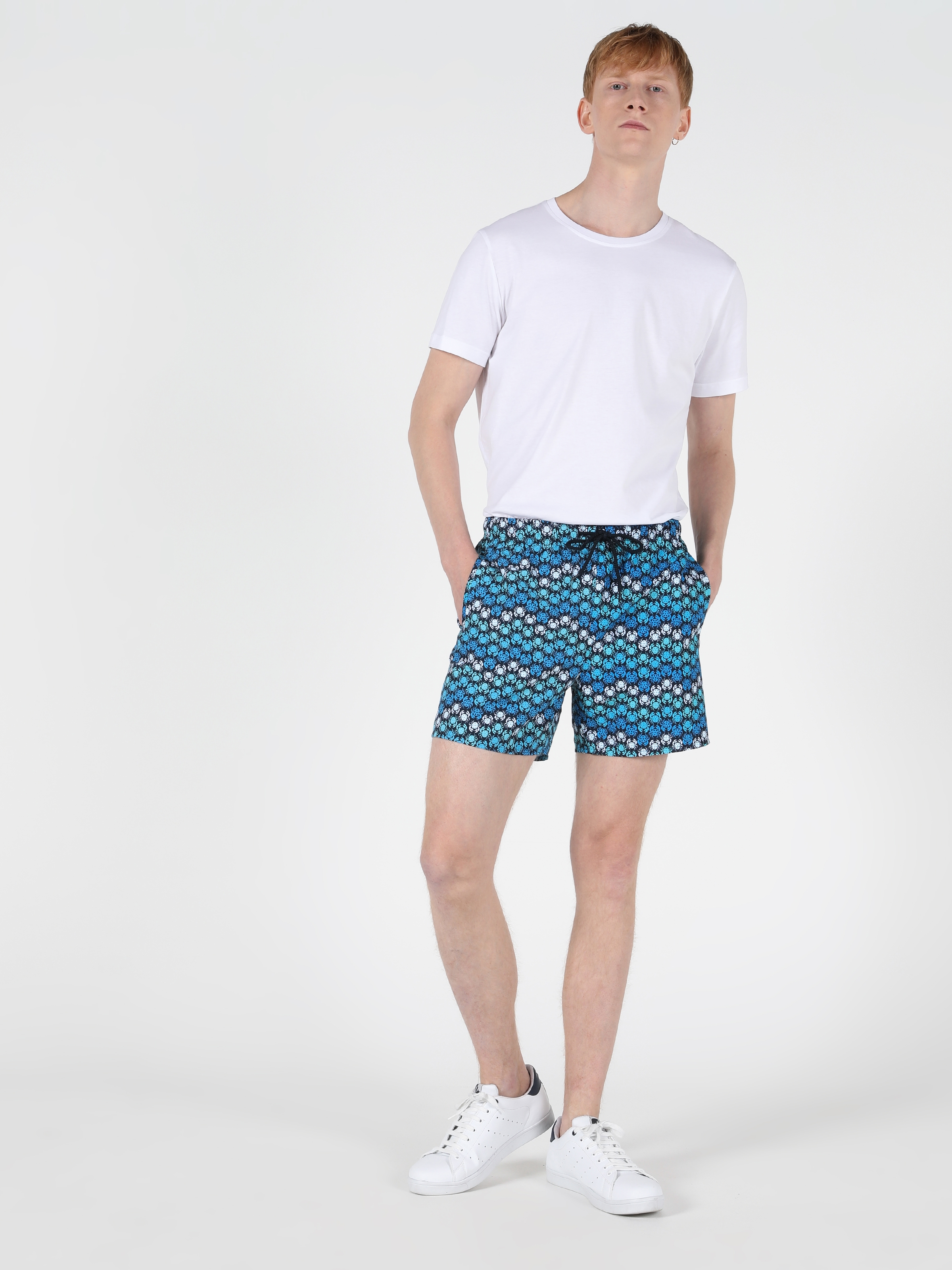 Afișați detalii pentru Short De Plaja De Barbati Albastru Slim Fit  Cl1049743