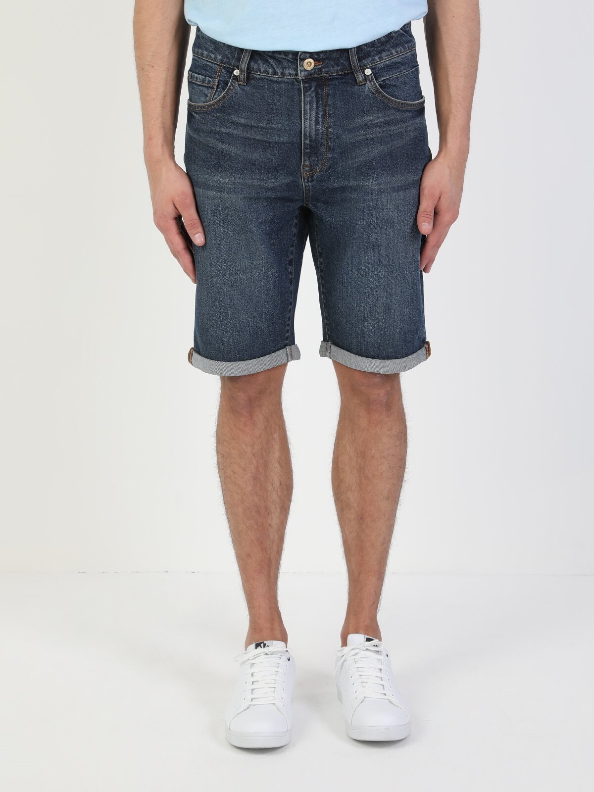 Afișați detalii pentru Short / Pantaloni Scurti De Barbati Denim Regular Fit 045 David Cl1048664