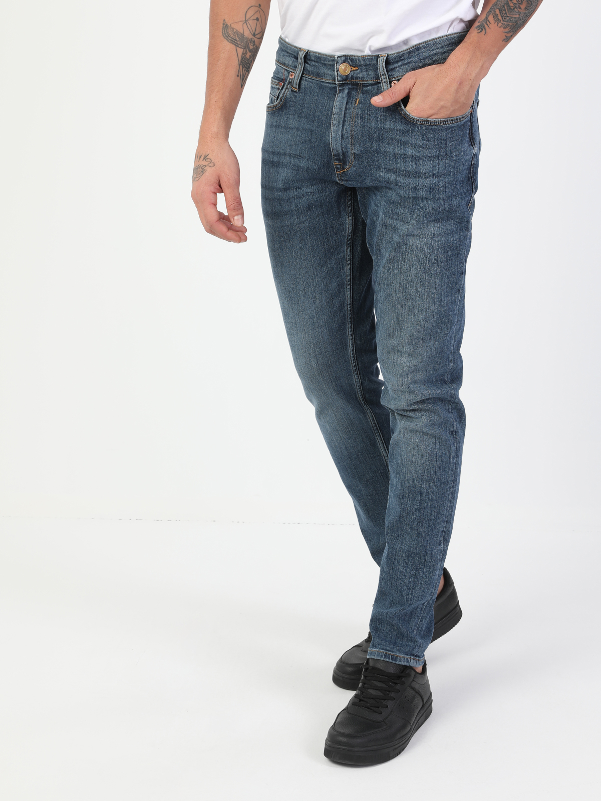 Afișați detalii pentru Pantaloni De Barbati Albastru Slim Fit 041 Danny Cl1049571