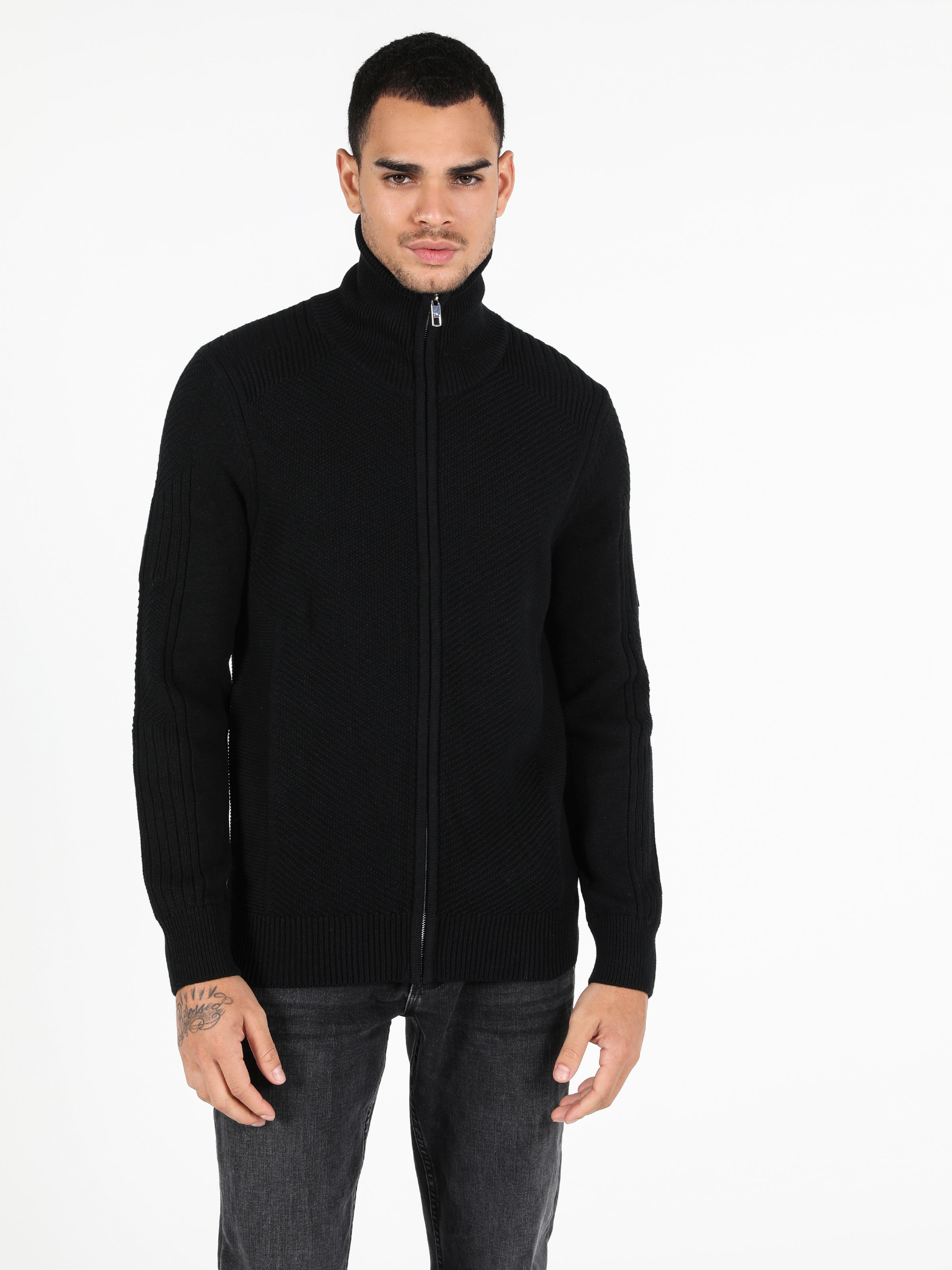 Afișați detalii pentru Cardigan De Barbati Negru Slim Fit  Cl1051630