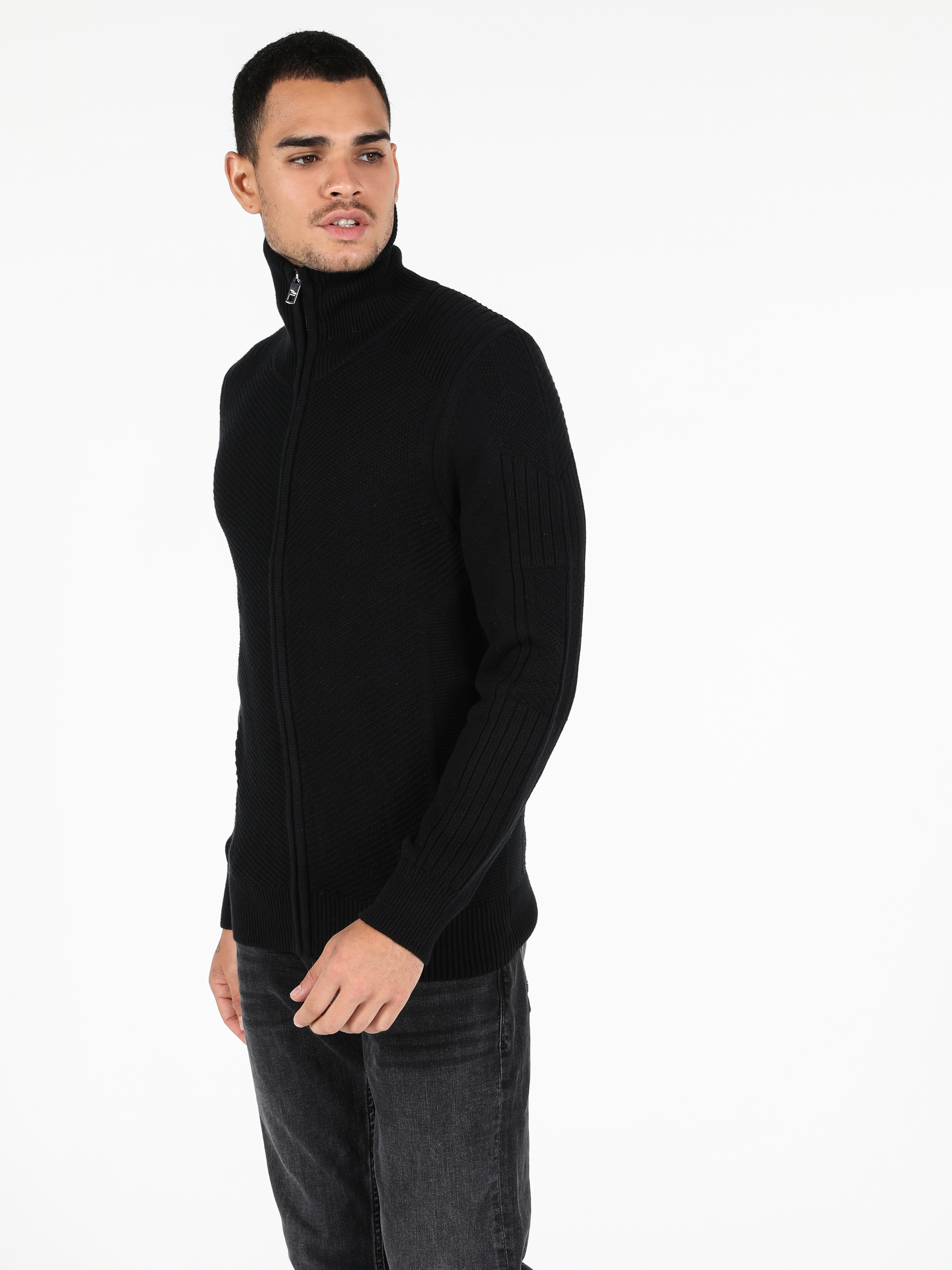 Afișați detalii pentru Cardigan De Barbati Negru Slim Fit  Cl1051630