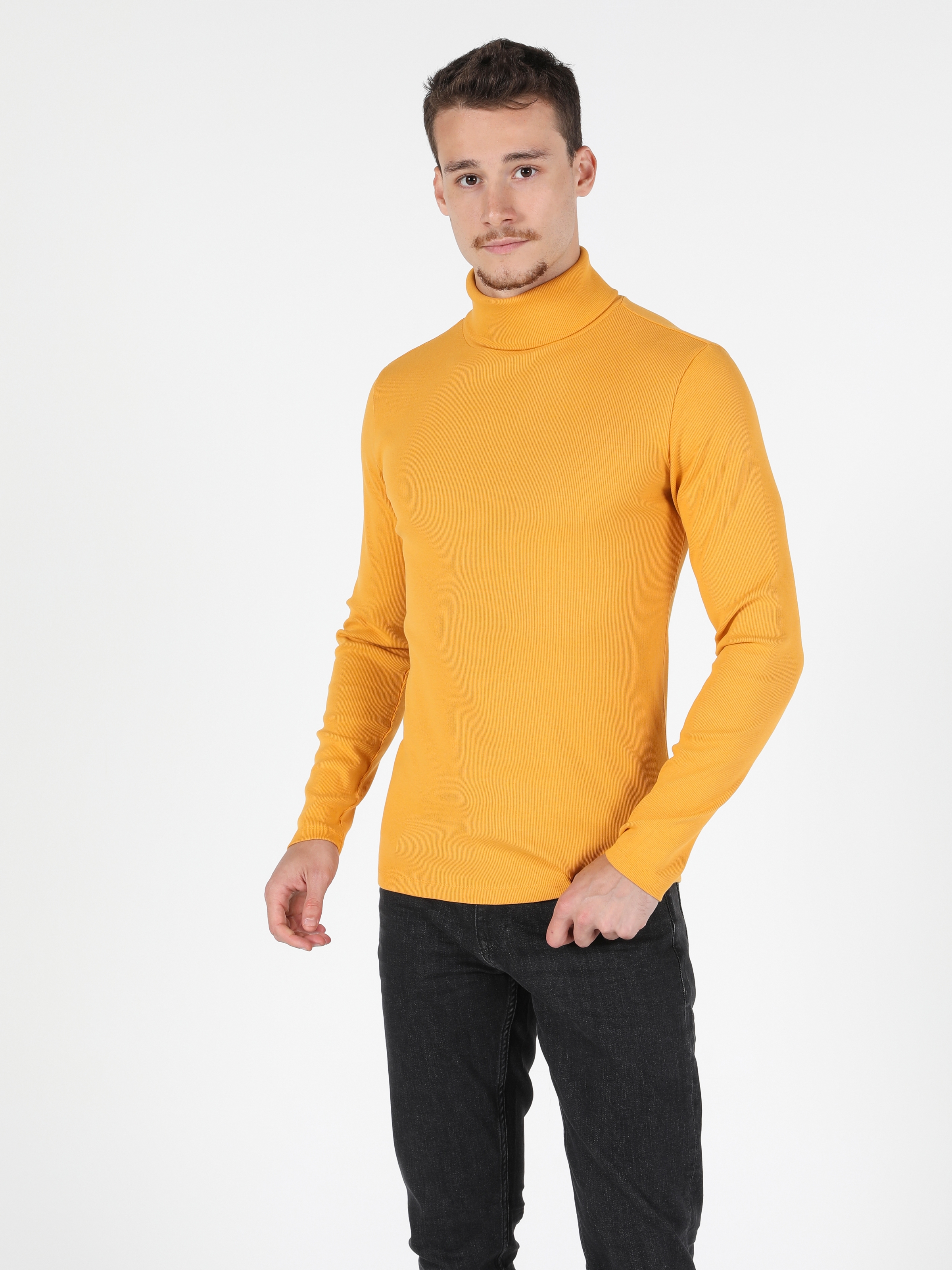 Afișați detalii pentru Slim Fit Half Turtleneck Drept Sari Tricou Cu Mânecă Lungă Pentru Bărbați