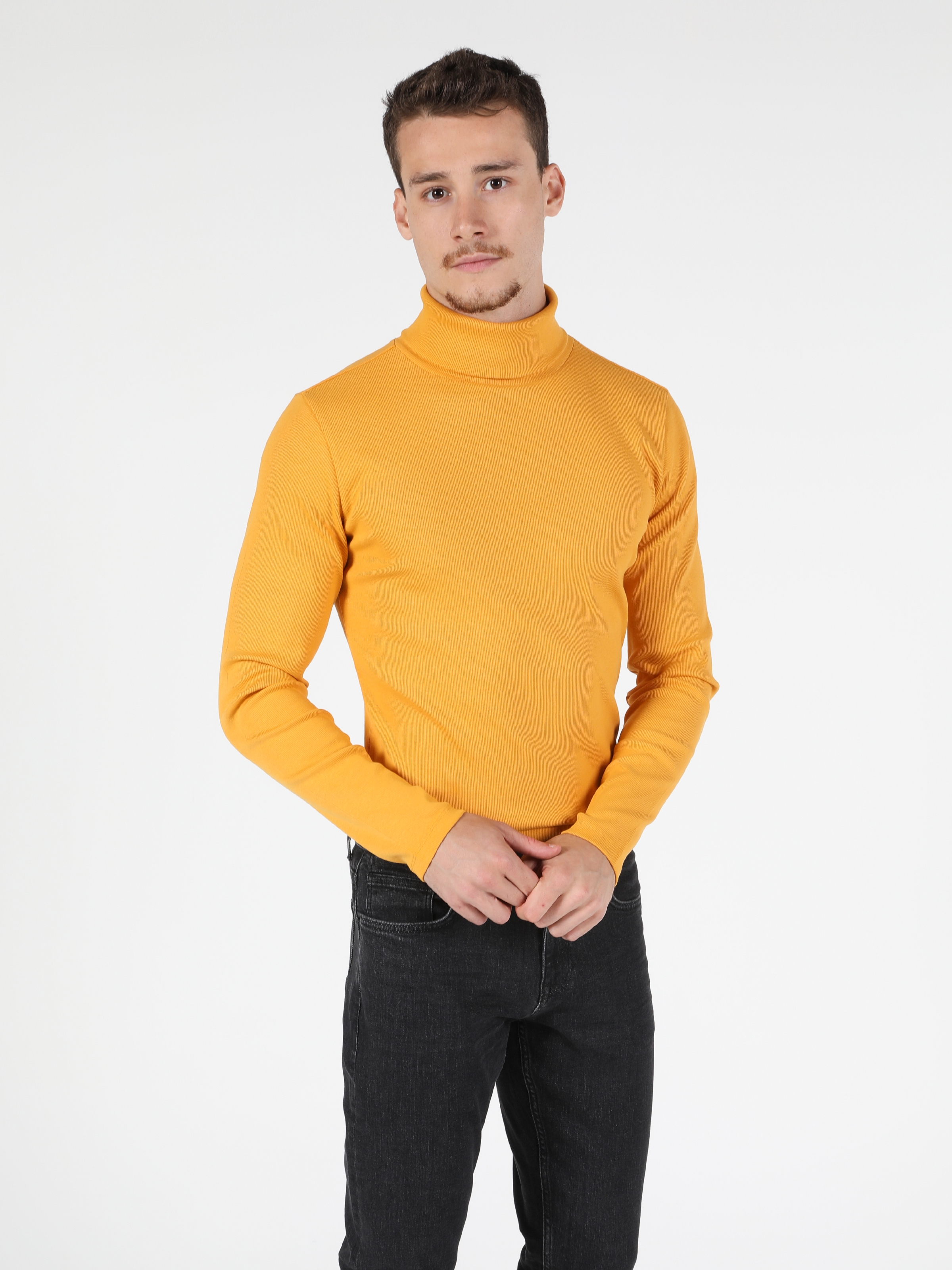 Afișați detalii pentru Slim Fit Half Turtleneck Drept Sari Tricou Cu Mânecă Lungă Pentru Bărbați