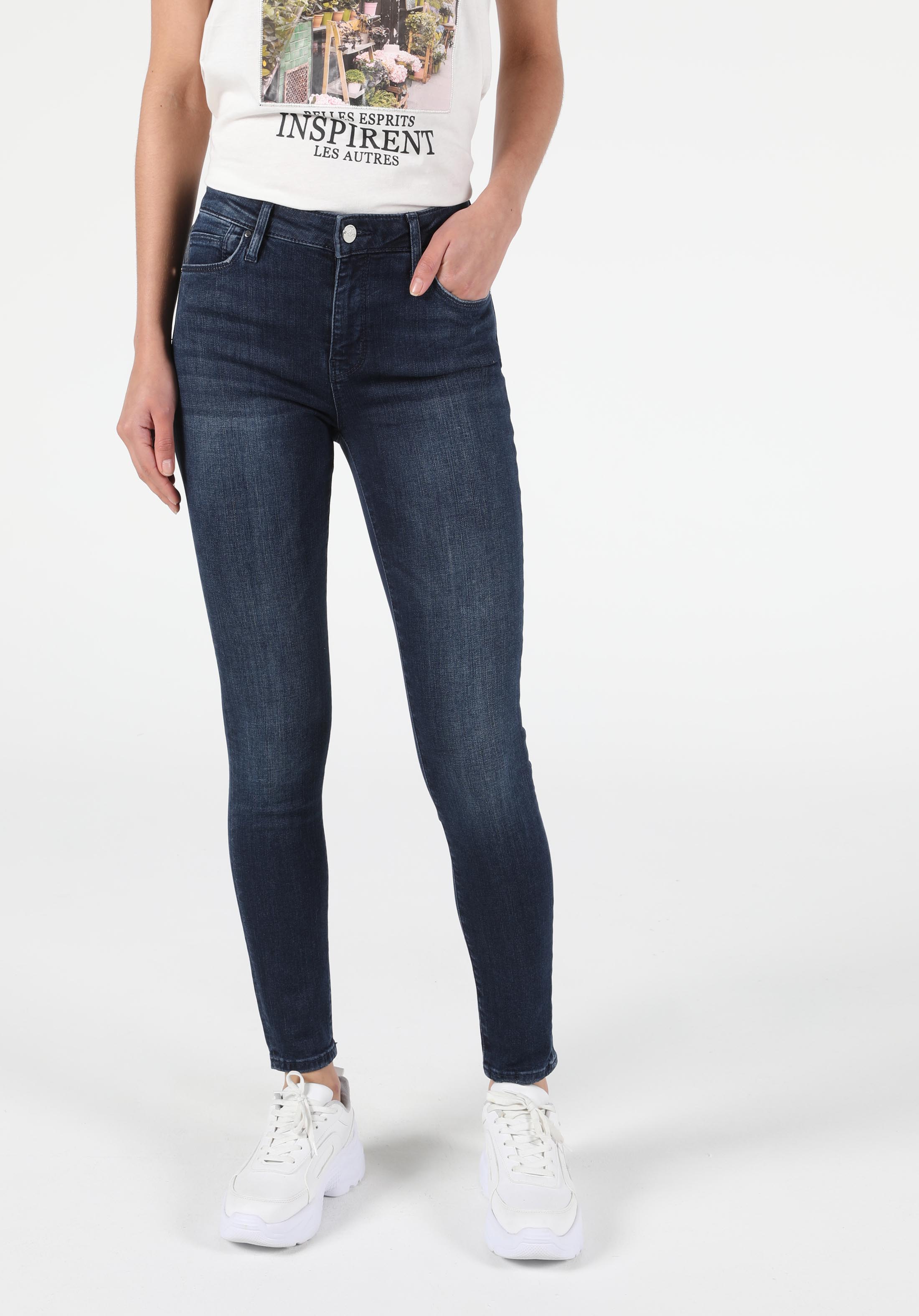 Afișați detalii pentru Pantaloni De Dama Albastru Inchis Super Slim Fit 759 Lara Cl1053657
