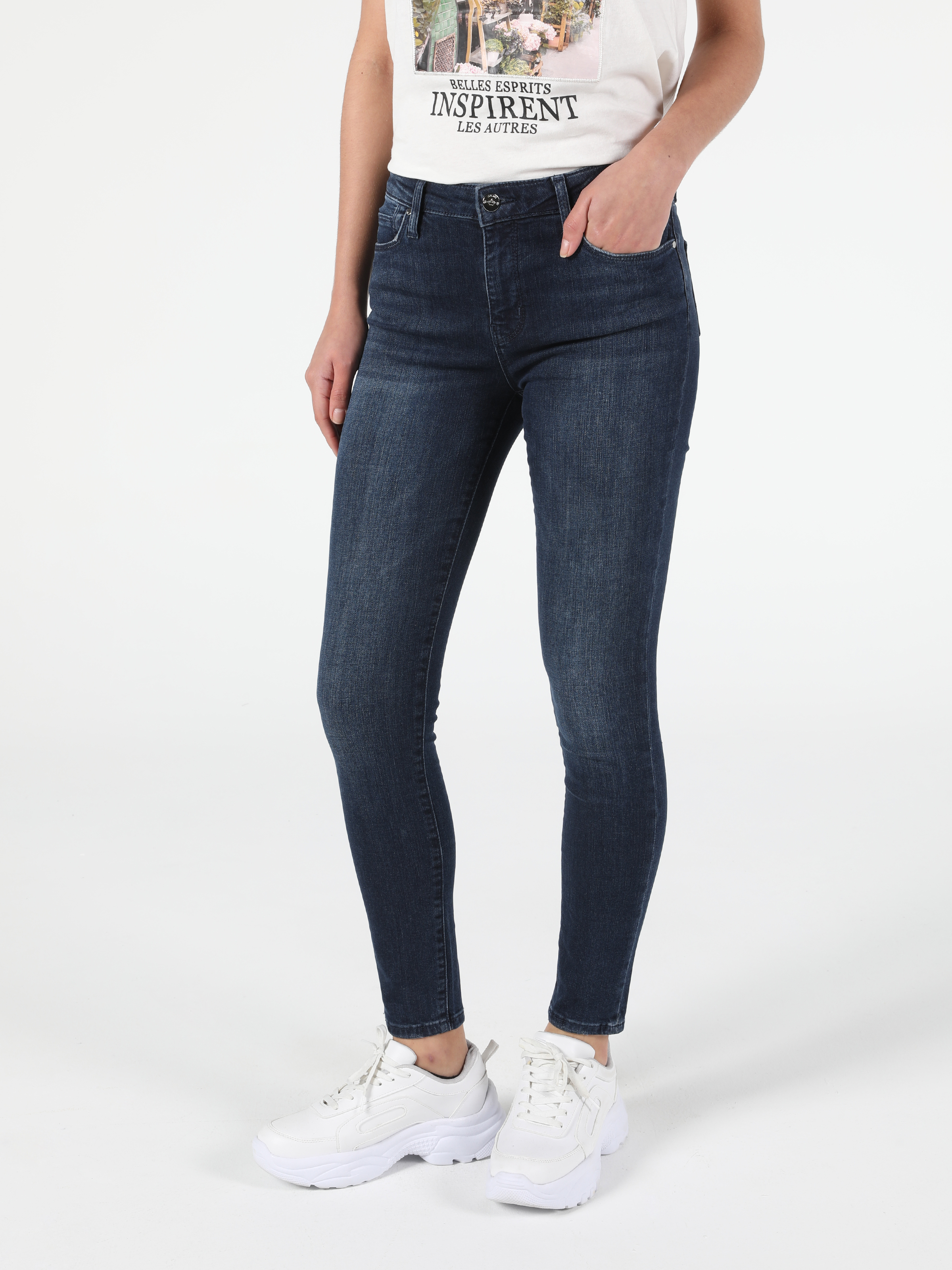 Afișați detalii pentru Pantaloni De Dama Albastru Inchis Super Slim Fit 759 Lara Cl1053657