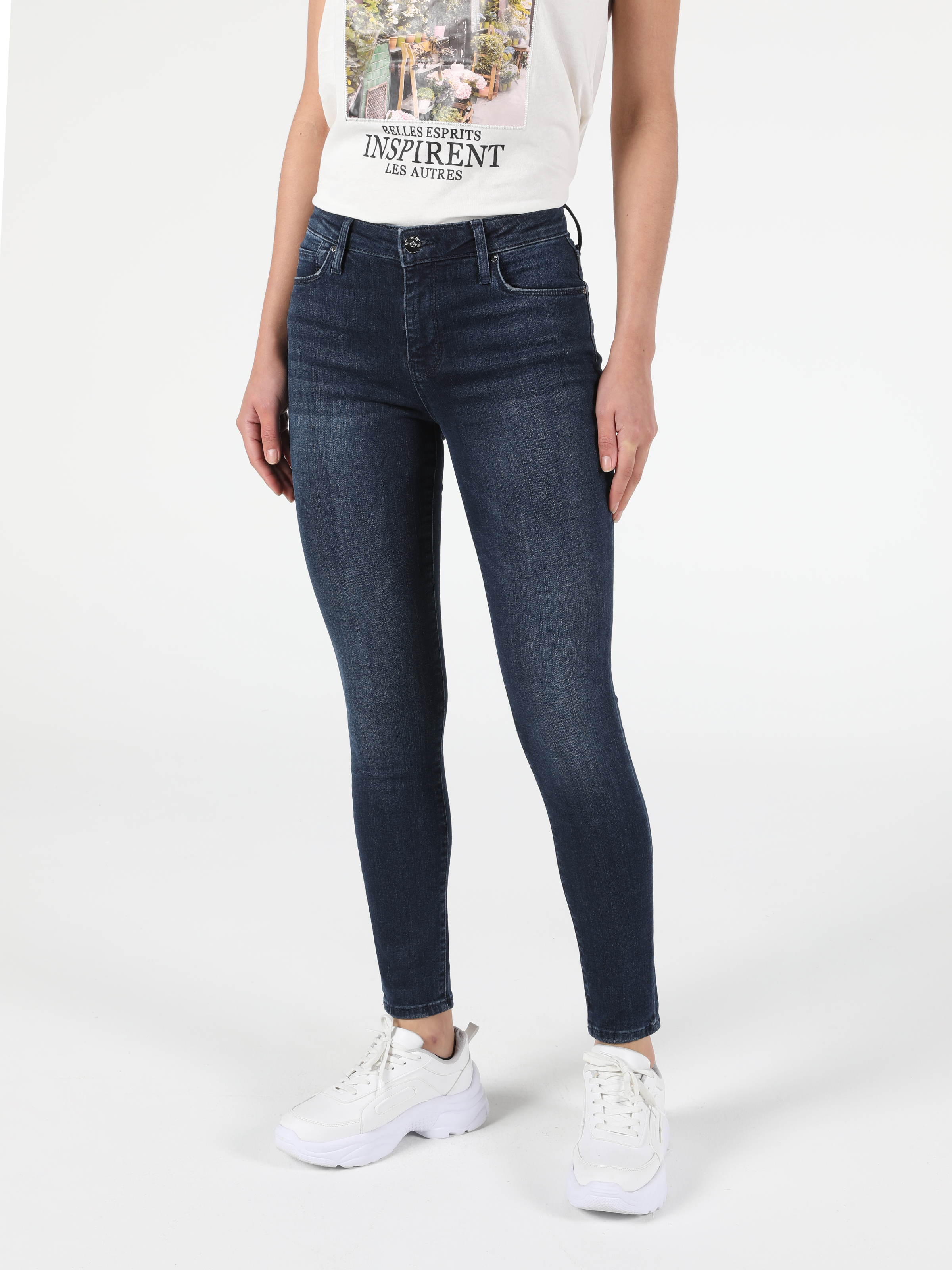 Afișați detalii pentru Pantaloni De Dama Albastru Inchis Super Slim Fit 759 Lara Cl1053657