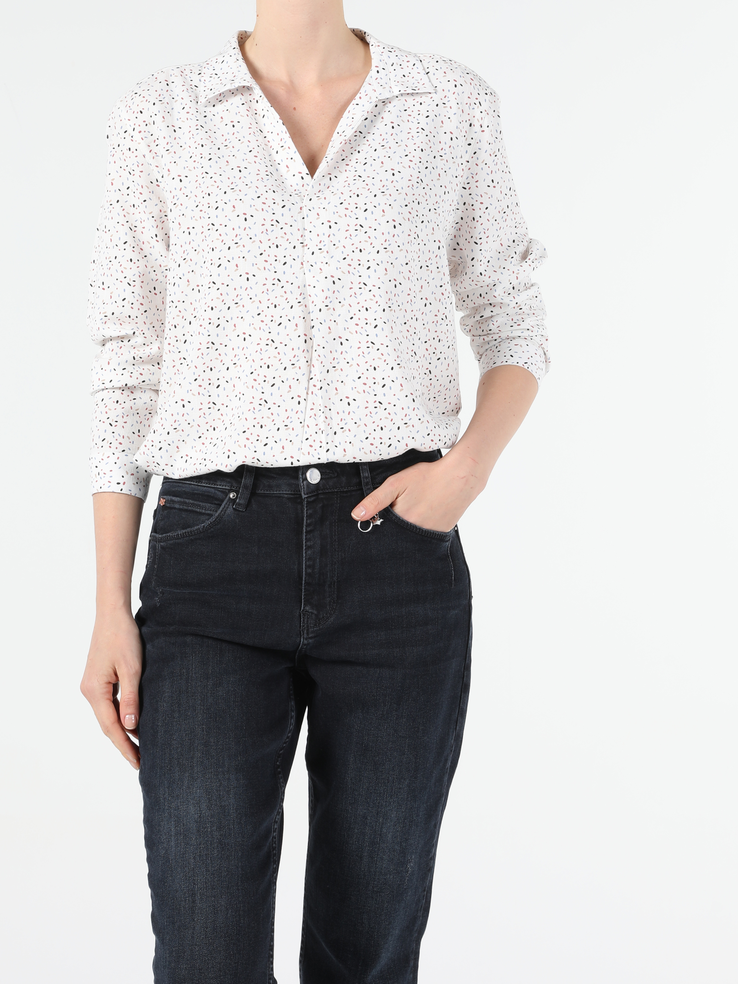Afișați detalii pentru Bluza Cu Maneca Lunga De Dama Alb Regular Fit  Cl1052380