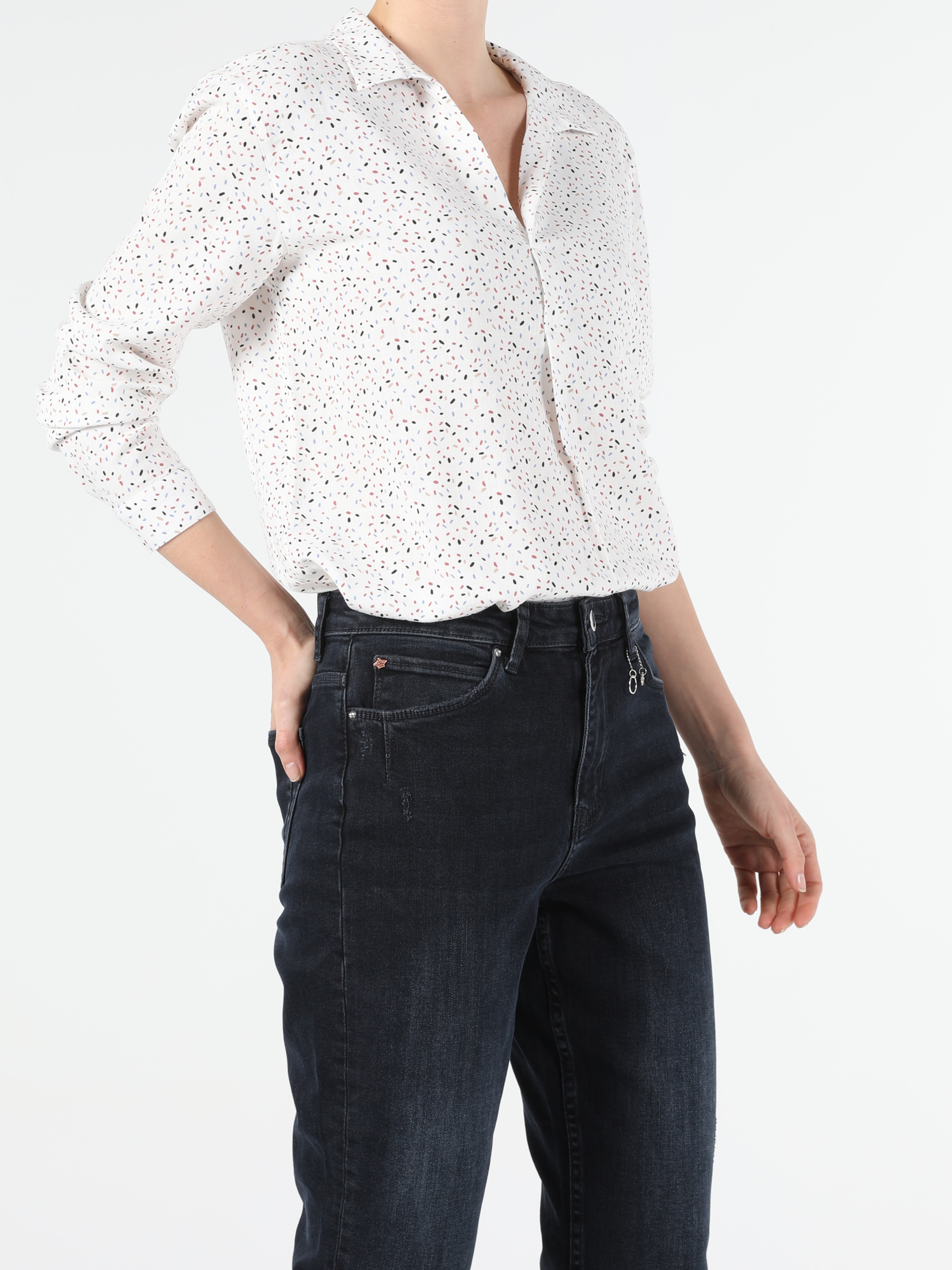 Afișați detalii pentru Bluza Cu Maneca Lunga De Dama Alb Regular Fit  Cl1052380