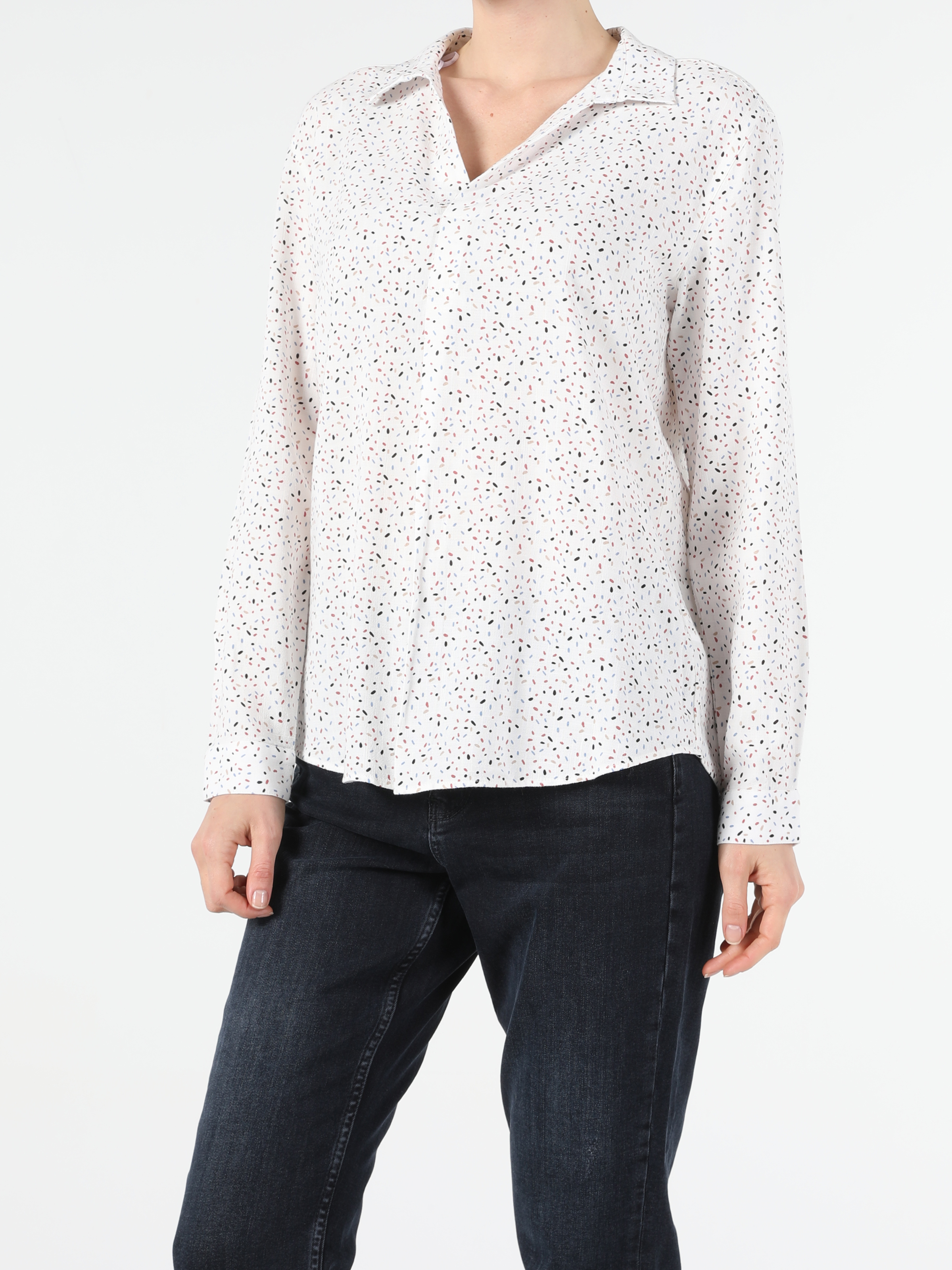 Afișați detalii pentru Bluza Cu Maneca Lunga De Dama Alb Regular Fit  Cl1052380
