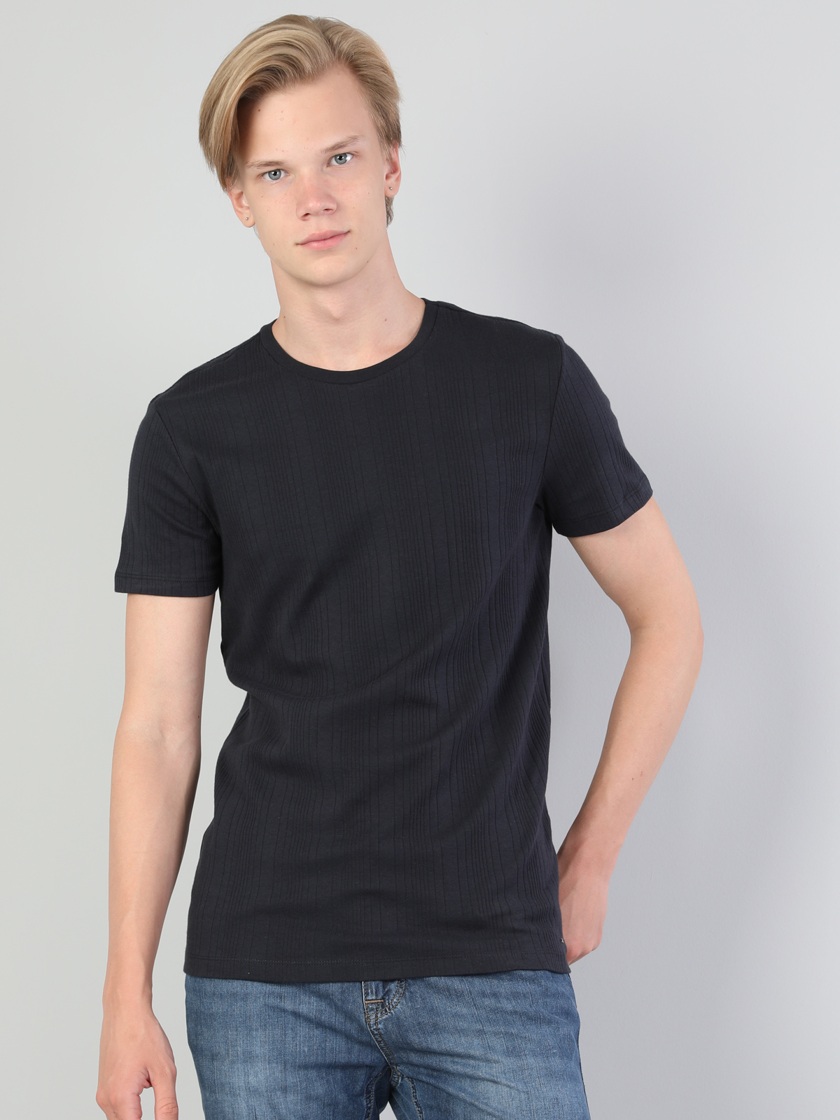 Afișați detalii pentru Tricou Cu Maneca Scurta De Barbati Albastru Marin Slim Fit  Cl1046398