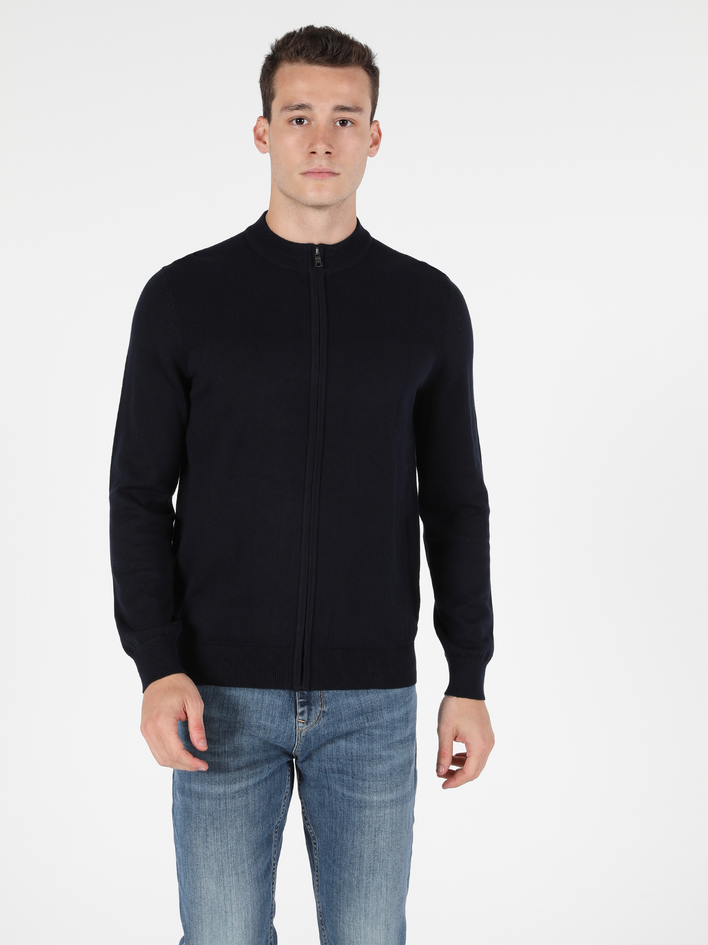 Afișați detalii pentru Cardigan De Barbati Albastru Marin Regular Fit  Cl1045579