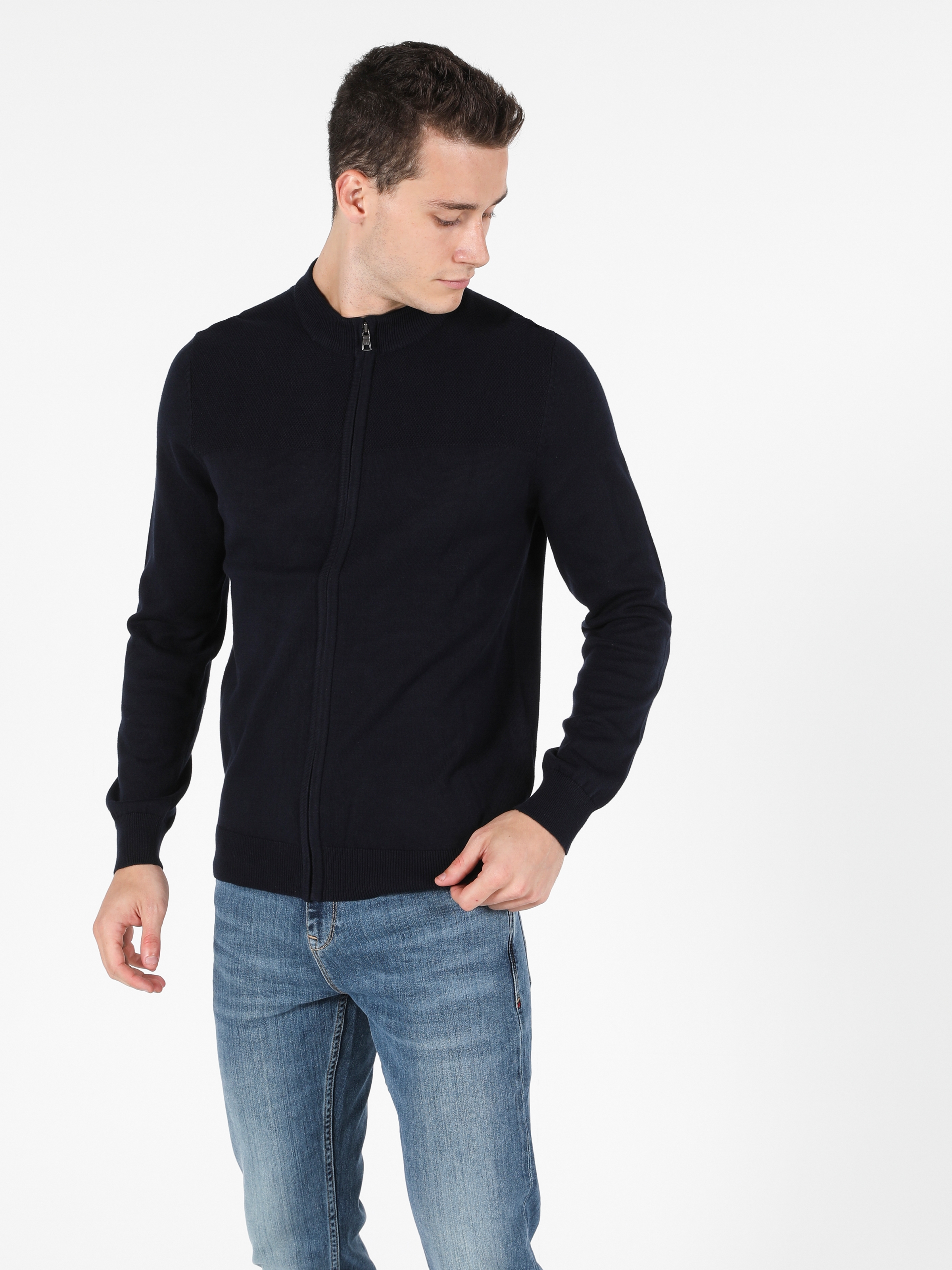 Afișați detalii pentru Cardigan De Barbati Albastru Marin Regular Fit  Cl1045579