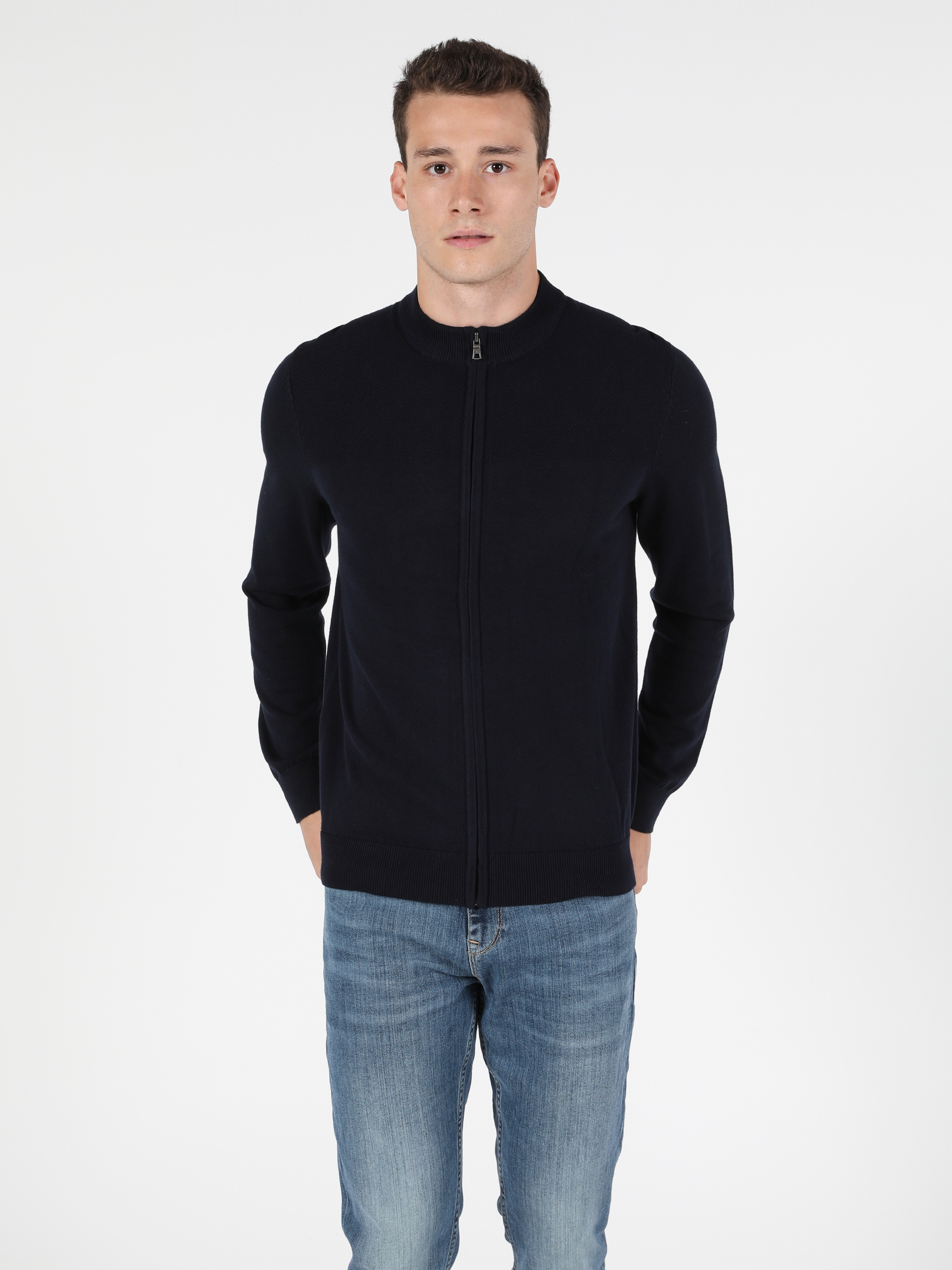 Afișați detalii pentru Cardigan De Barbati Albastru Marin Regular Fit  Cl1045579