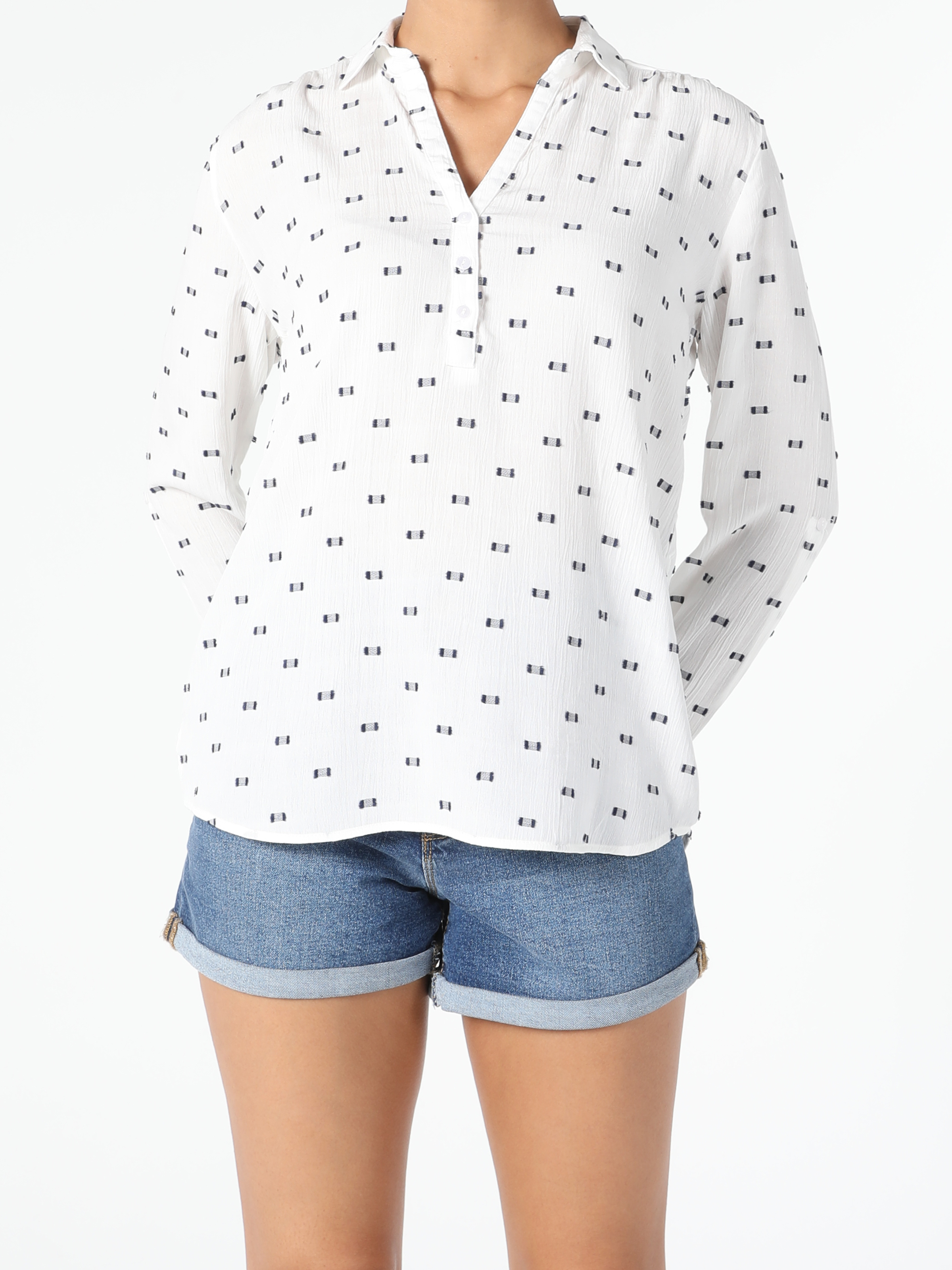 Afișați detalii pentru Bluza Cu Maneca Lunga De Dama Alb Regular Fit  Cl1054208