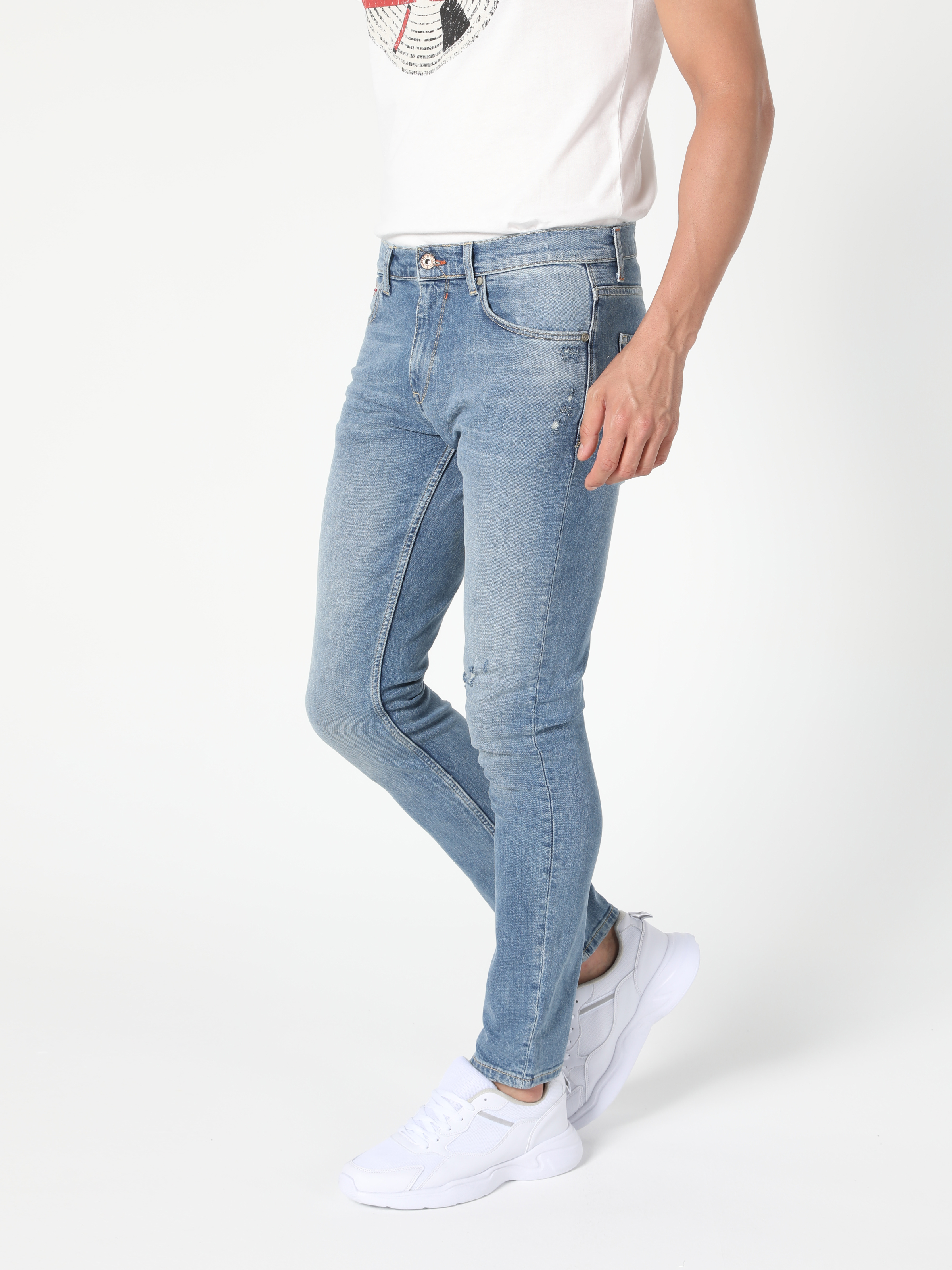 Afișați detalii pentru Pantaloni De Barbati Albastru Skinny Fit 040 Alex Cl1055419