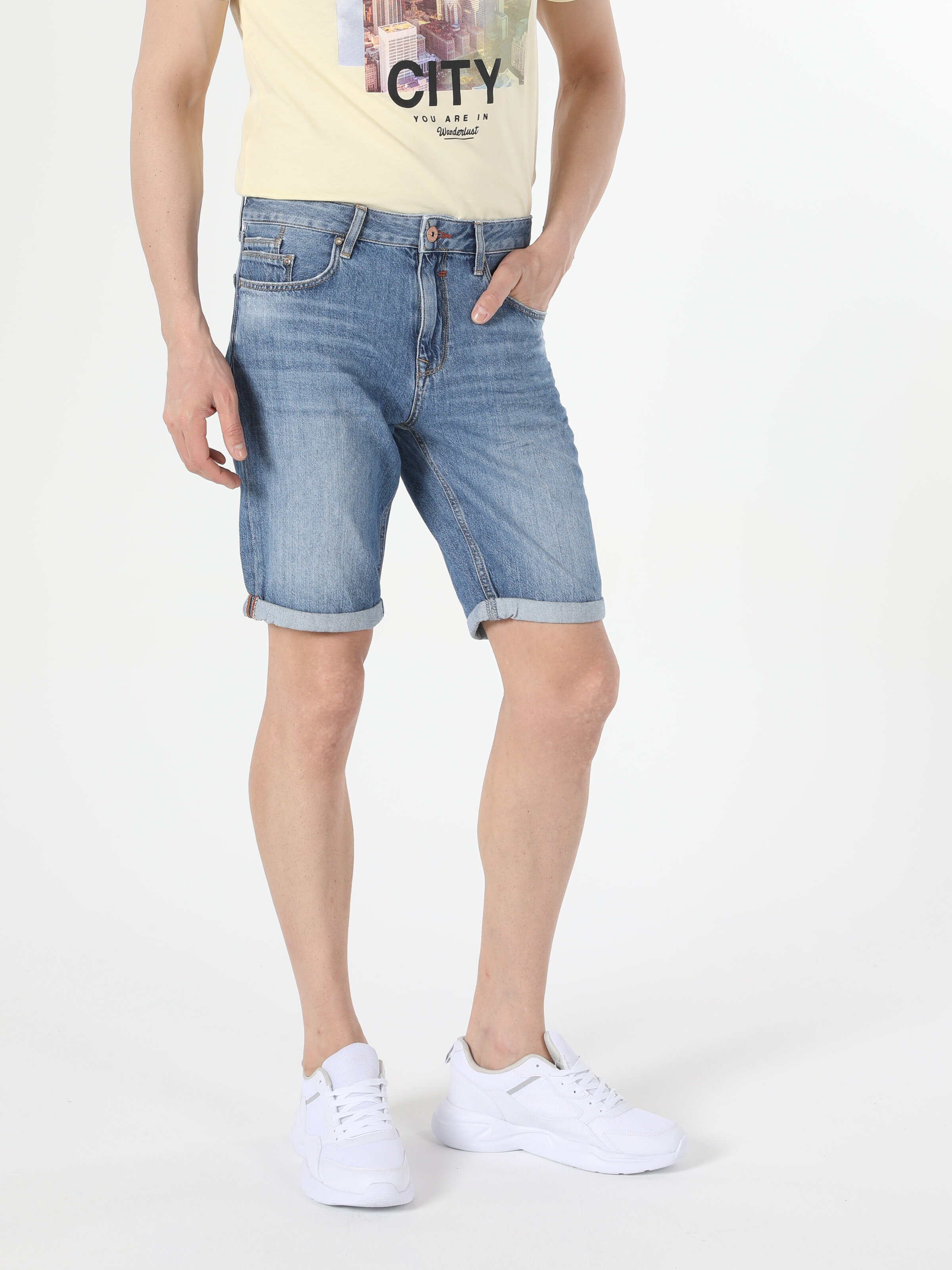 Afișați detalii pentru Short / Pantaloni Scurti De Barbati Denim Regular Fit 045 David Cl1054577