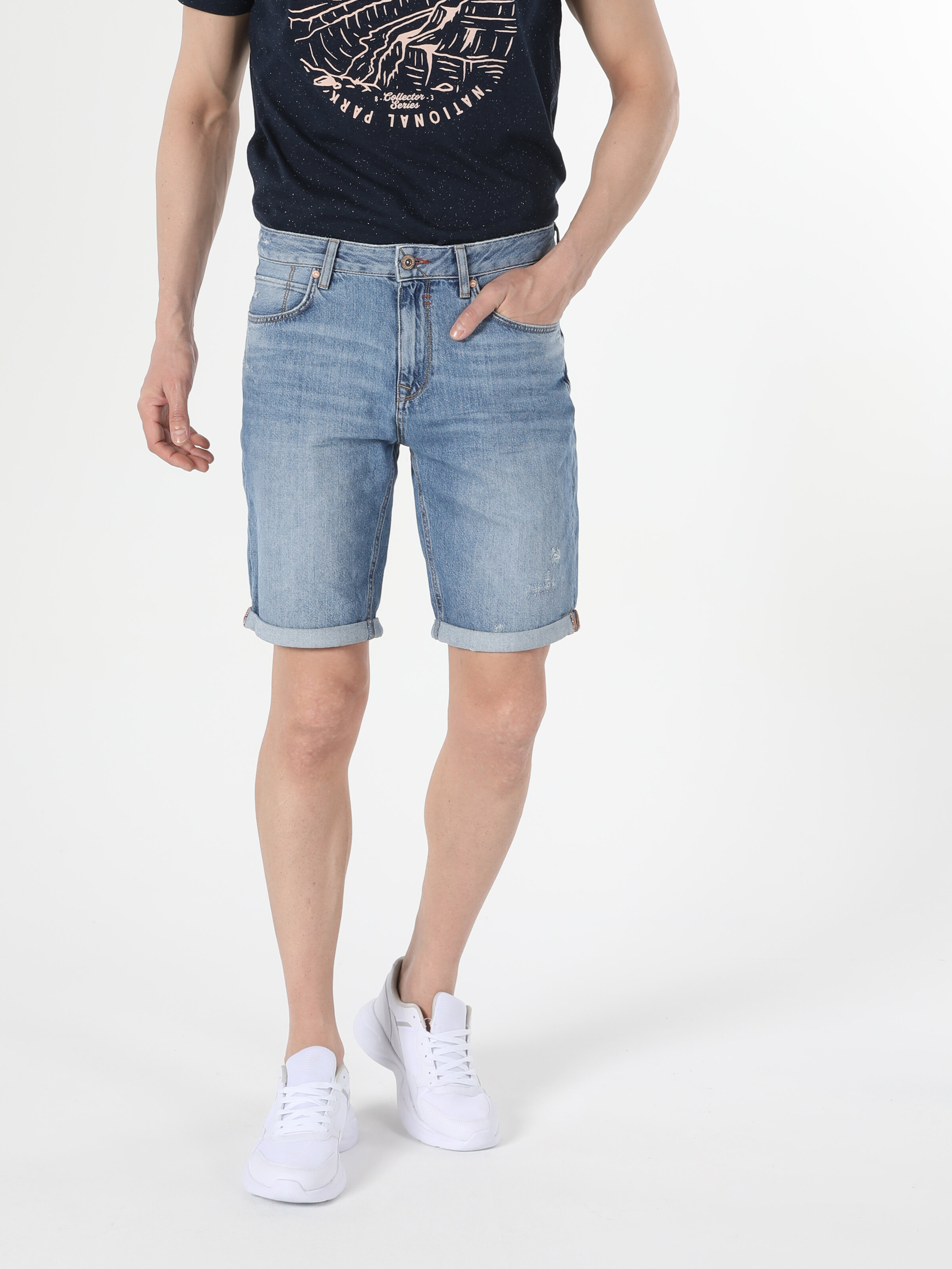 Afișați detalii pentru Short / Pantaloni Scurti De Barbati Denim Regular Fit 045 David Cl1054576