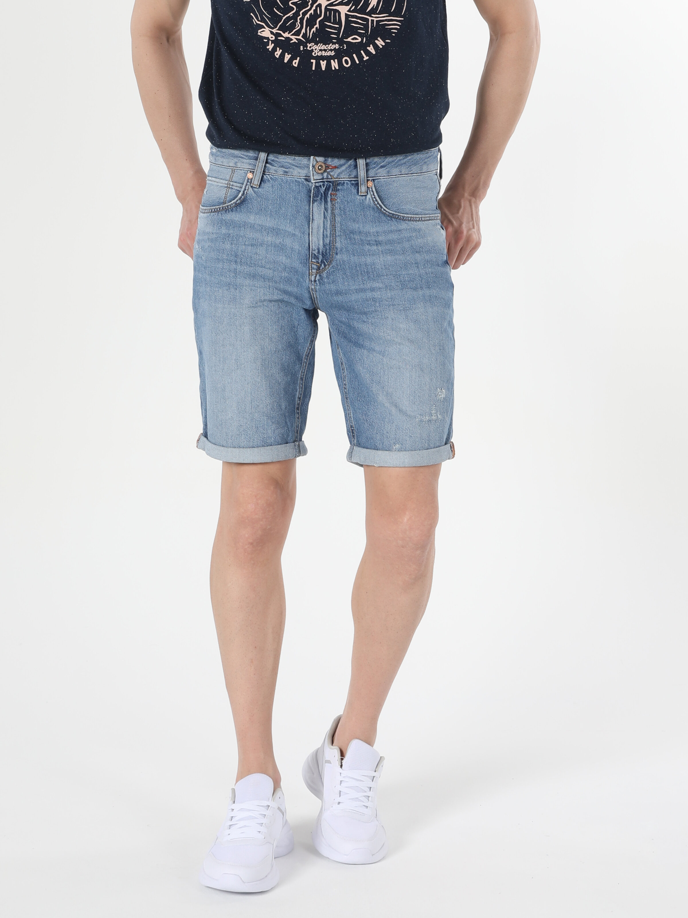 Afișați detalii pentru Short / Pantaloni Scurti De Barbati Denim Regular Fit 045 David Cl1054576