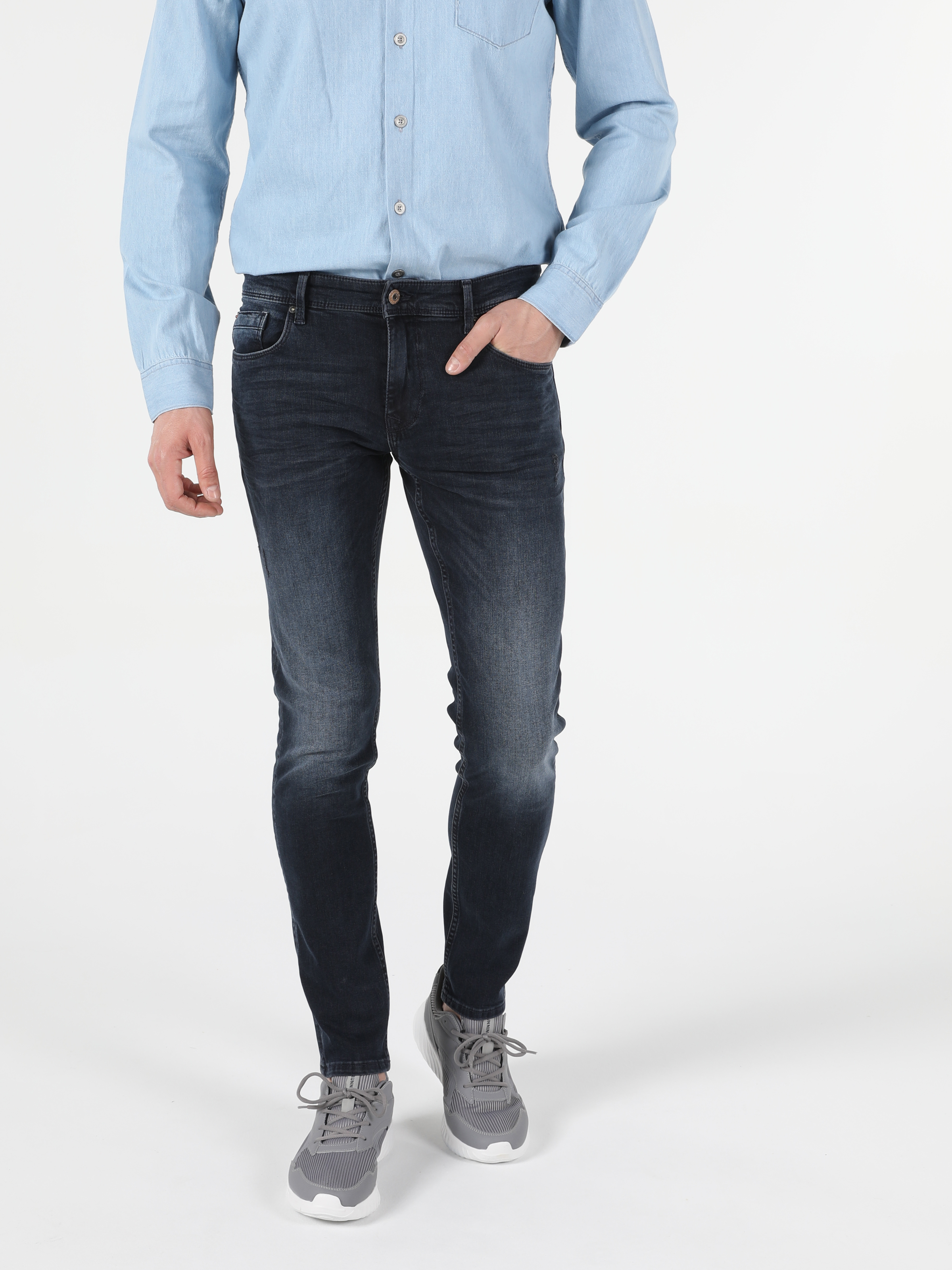 Afișați detalii pentru Pantaloni De Barbati Albastru Inchis Slim Fit 041 Danny Cl1054668