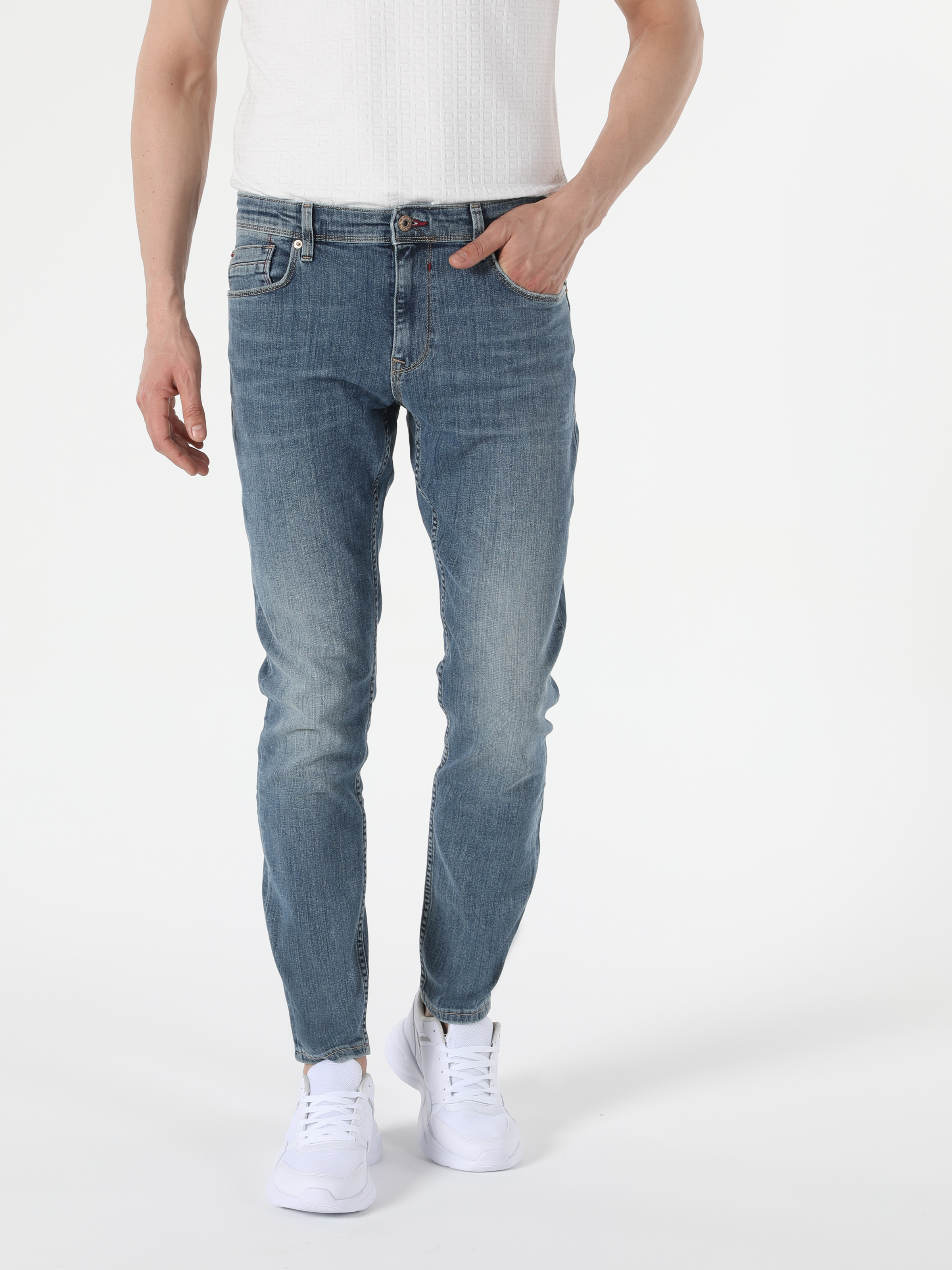 Afișați detalii pentru Pantaloni De Barbati Albastru Slim Fit 041 Danny Cl1054516