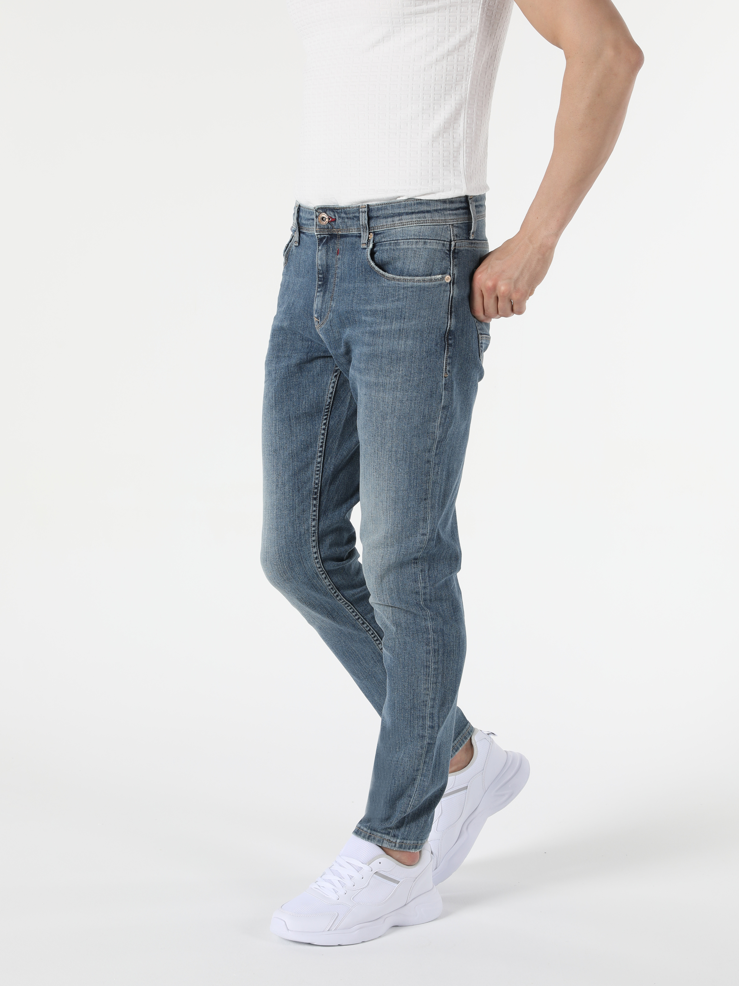 Afișați detalii pentru Pantaloni De Barbati Albastru Slim Fit 041 Danny Cl1054516