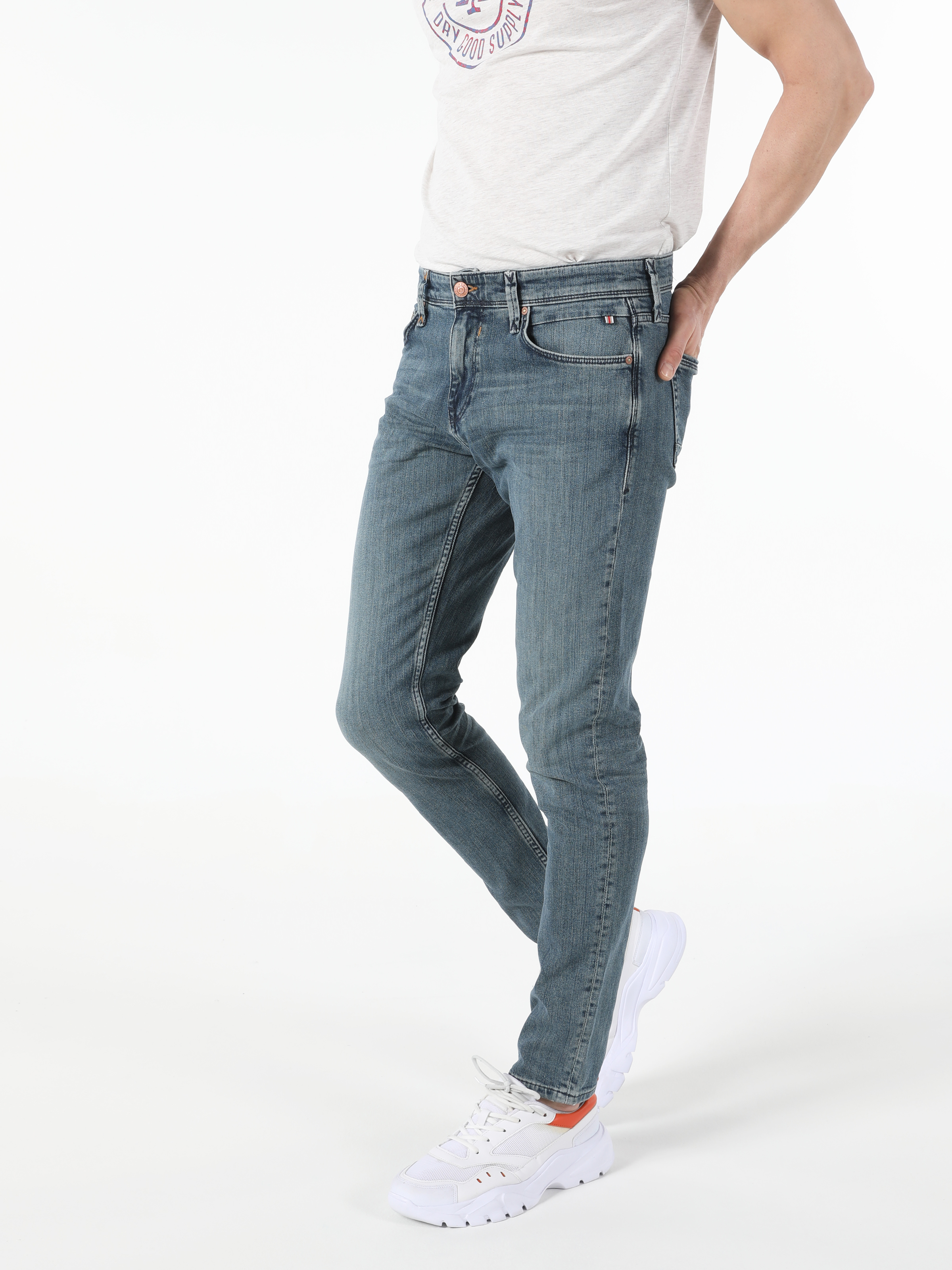 Afișați detalii pentru Pantaloni De Barbati Albastru Deschis Slim Fit 041 Danny Cl1054514