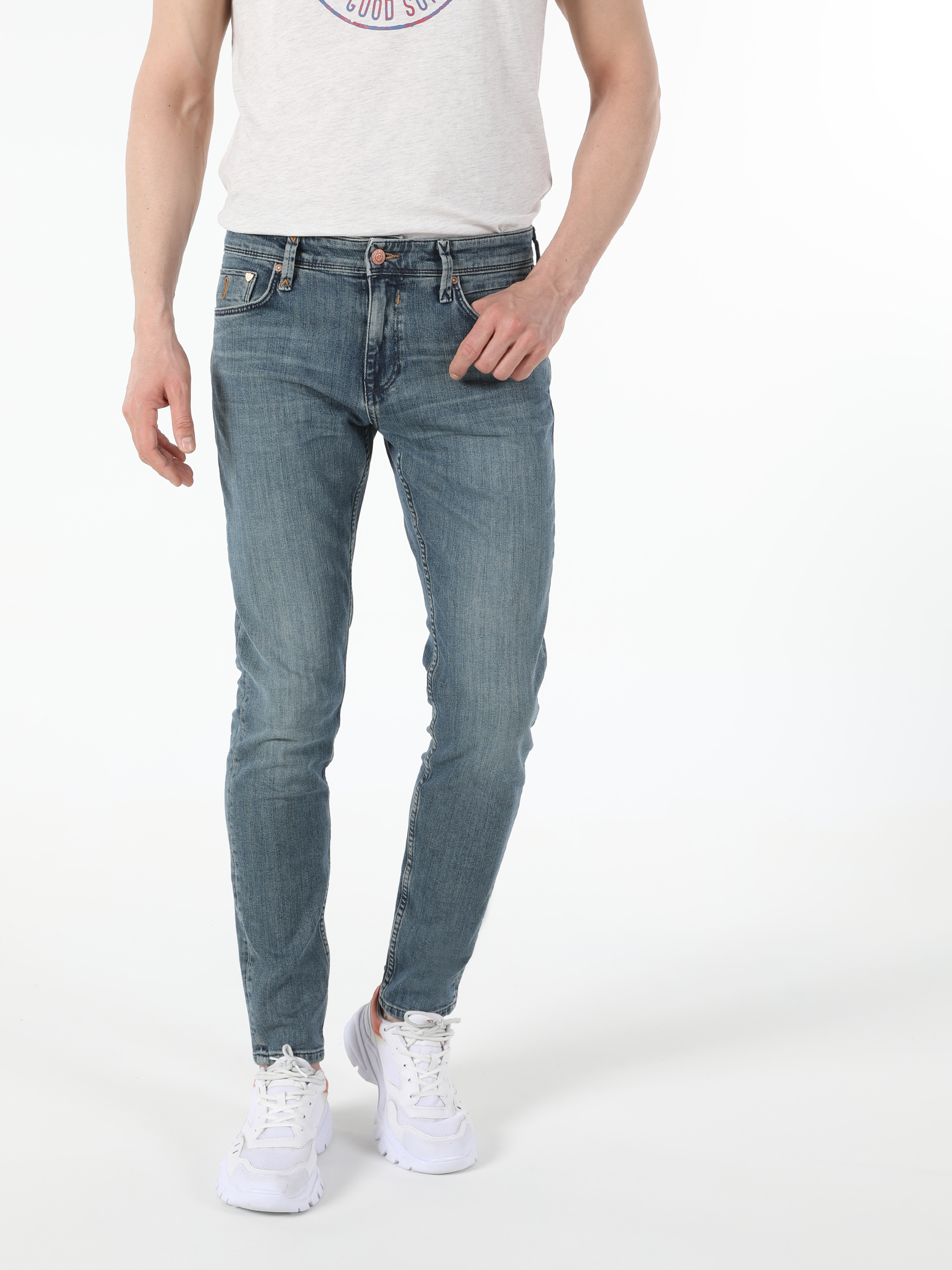 Afișați detalii pentru Pantaloni De Barbati Albastru Deschis Slim Fit 041 Danny Cl1054514