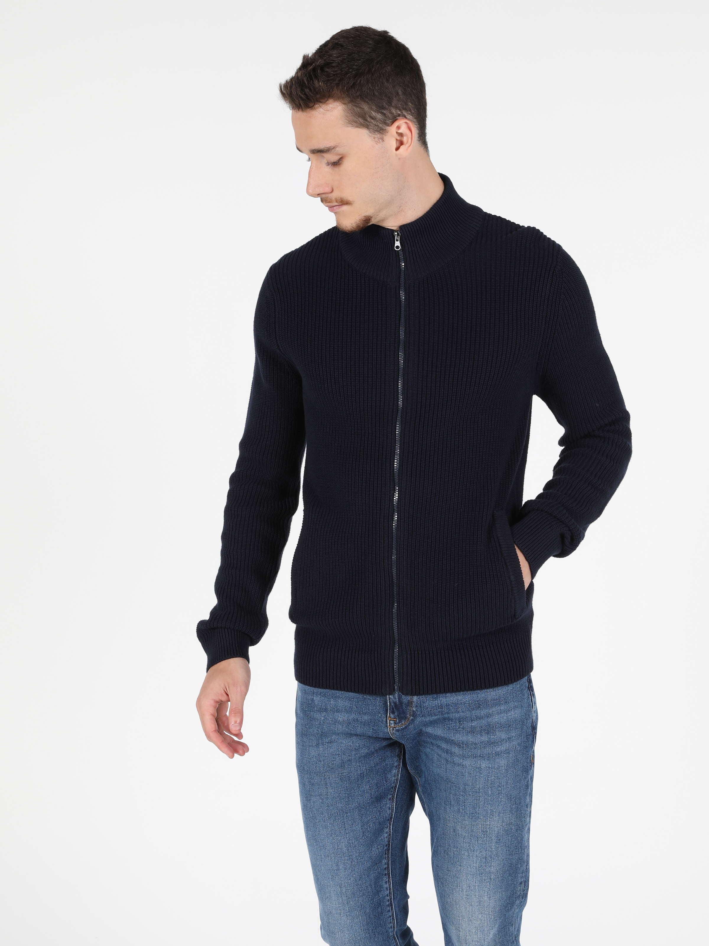 Afișați detalii pentru Cardigan De Barbati Albastru Marin Slim Fit  Cl1050050