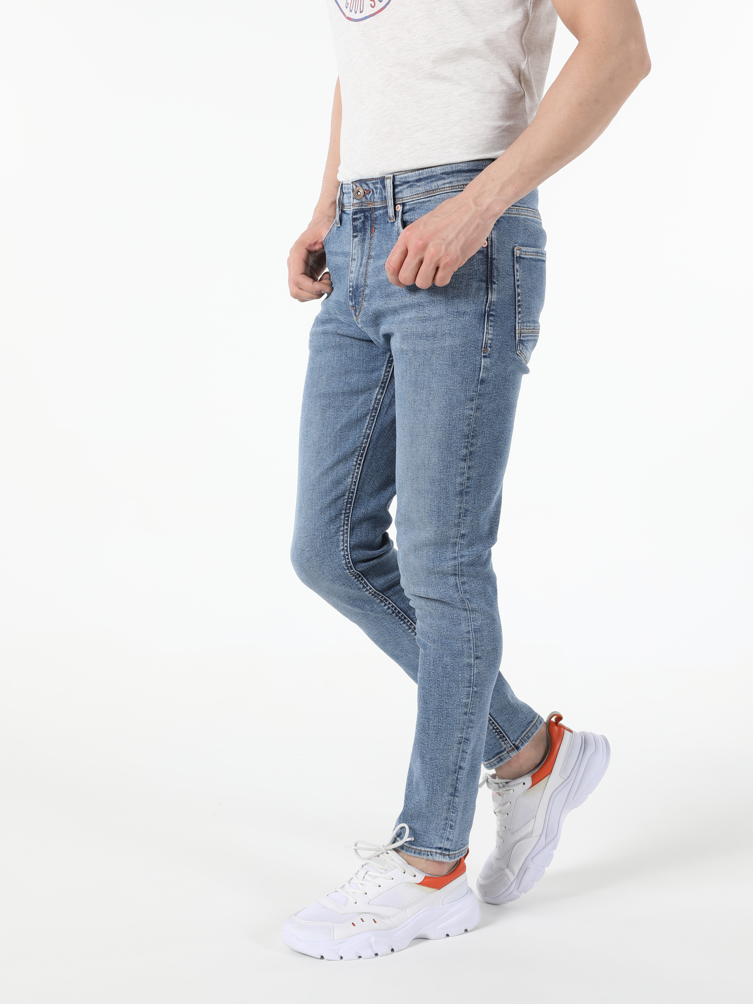 Afișați detalii pentru Pantaloni De Barbati Albastru Skinny Fit  Cl1054569