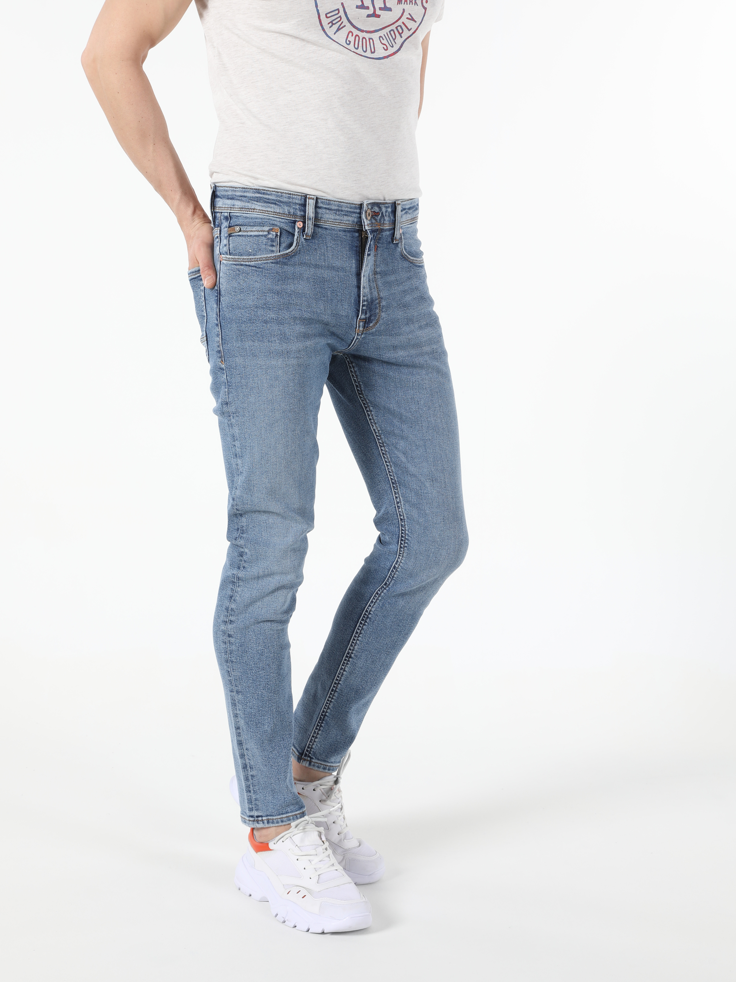 Afișați detalii pentru Pantaloni De Barbati Albastru Skinny Fit  Cl1054569