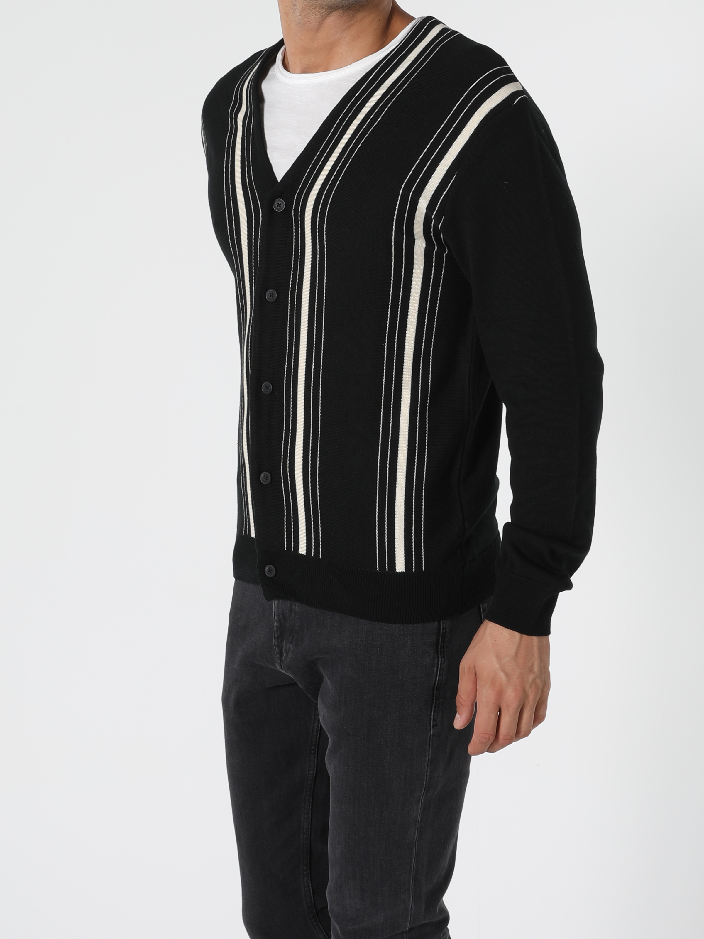 Afișați detalii pentru Cardigan De Barbati Negru Regular Fit  Cl1054871