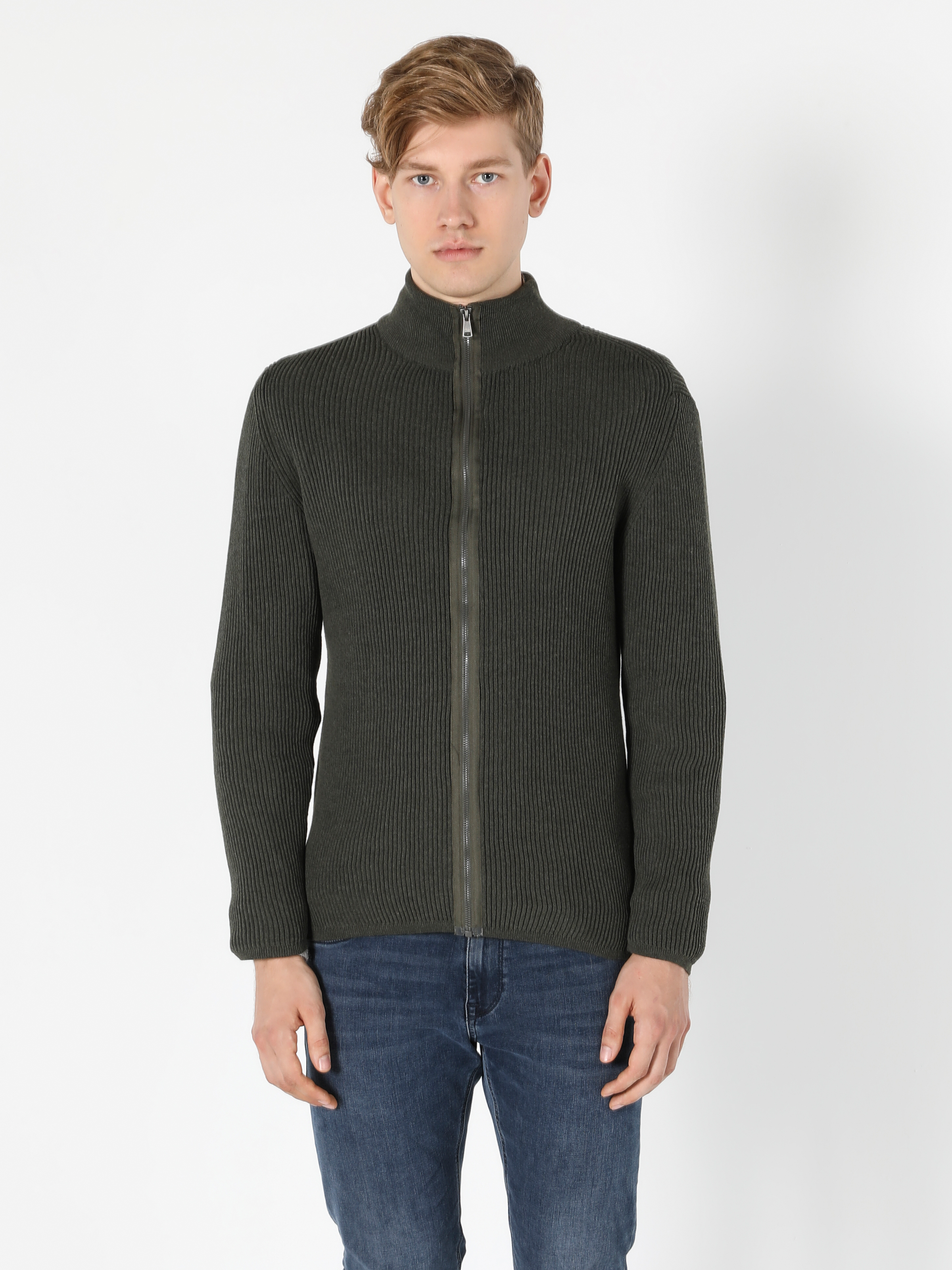 Afișați detalii pentru Cardigan De Barbati Kaki Slim Fit  Cl1055784