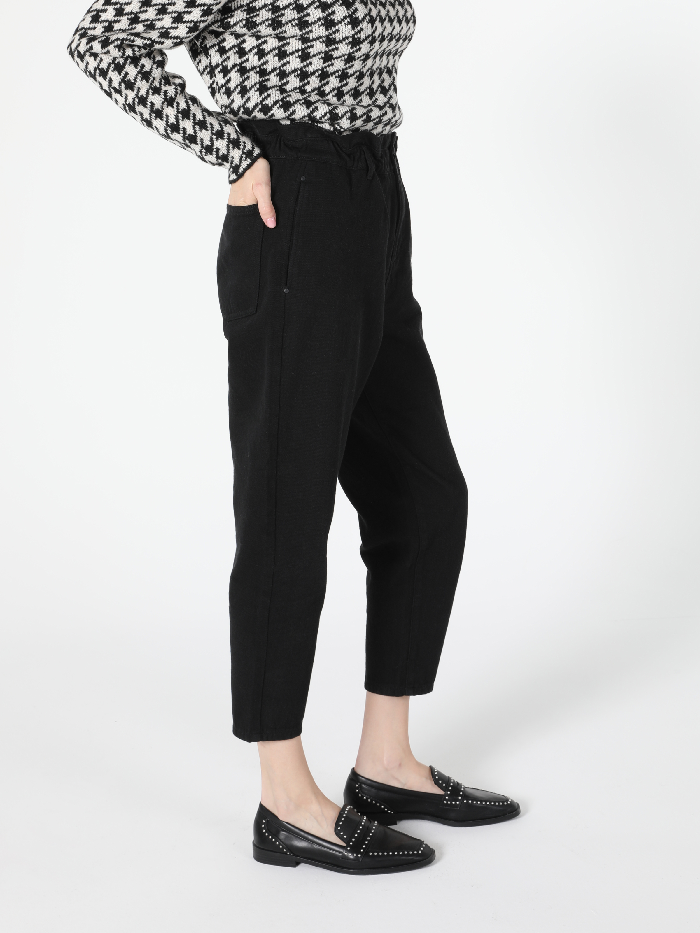 Afișați detalii pentru Pantaloni De Dama Negru Baggy Fit  Cl1055843