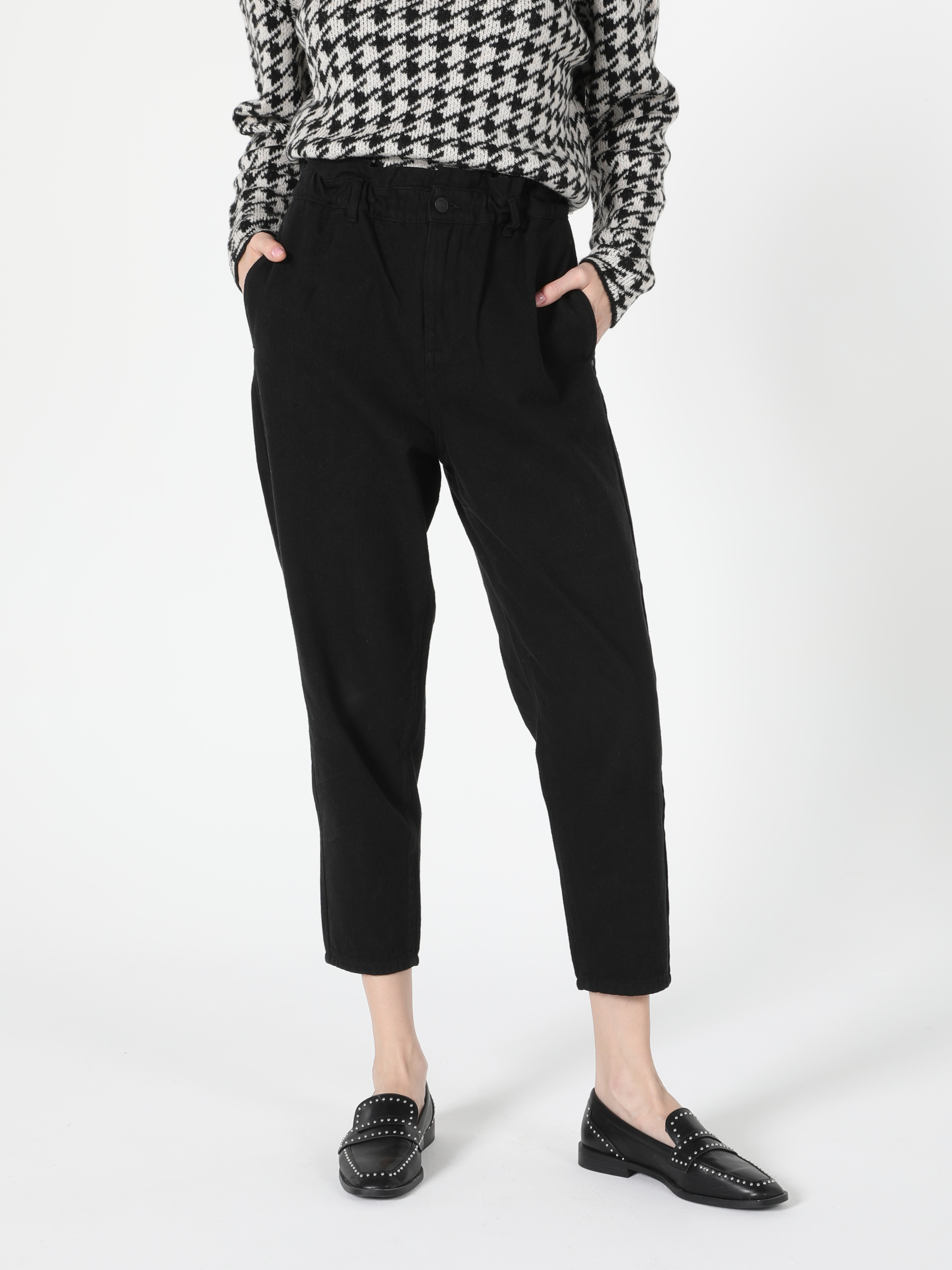 Afișați detalii pentru Pantaloni De Dama Negru Baggy Fit  Cl1055843