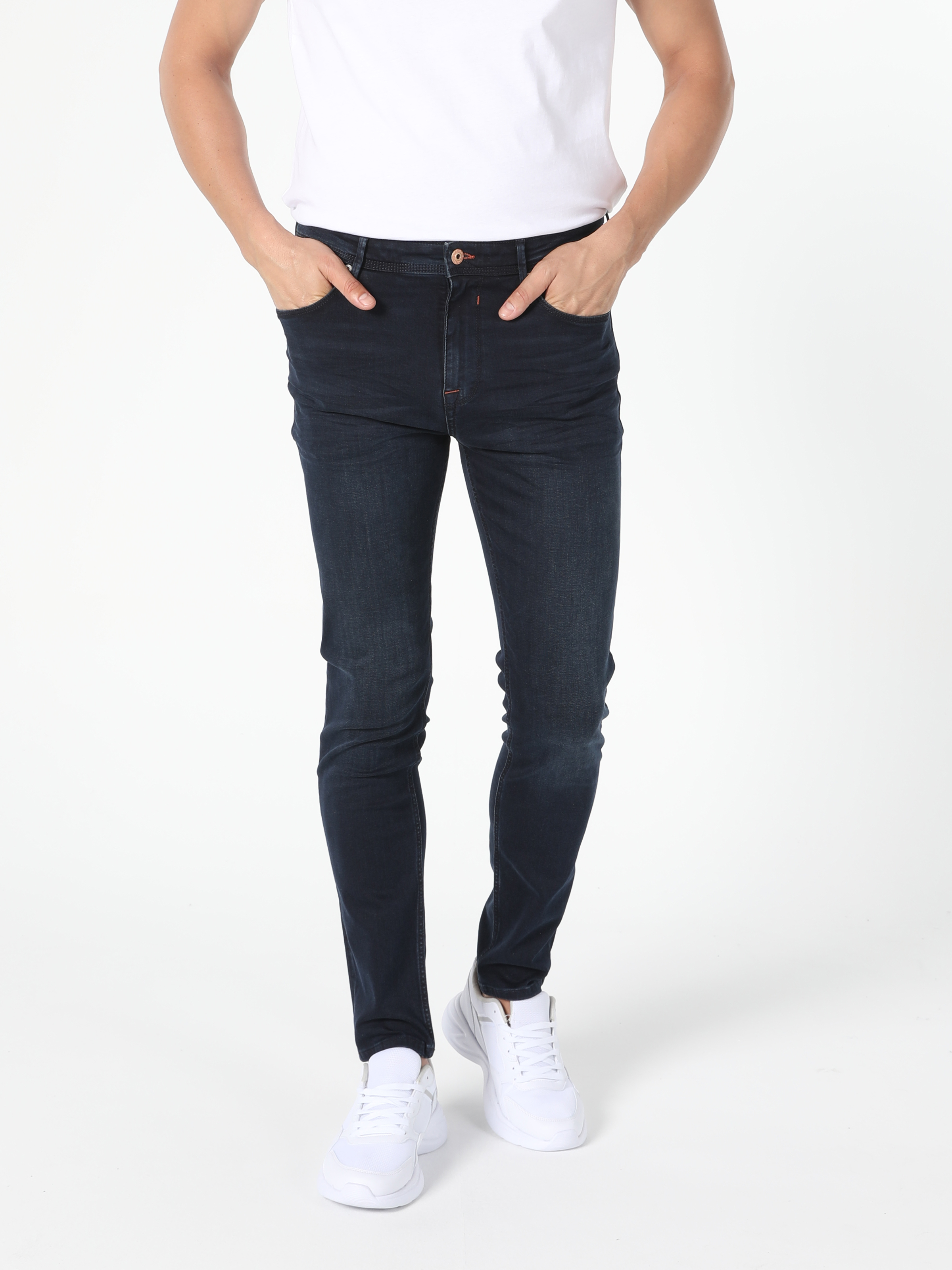 Afișați detalii pentru Pantaloni De Barbati Albastru Skinny Fit  Cl1056165