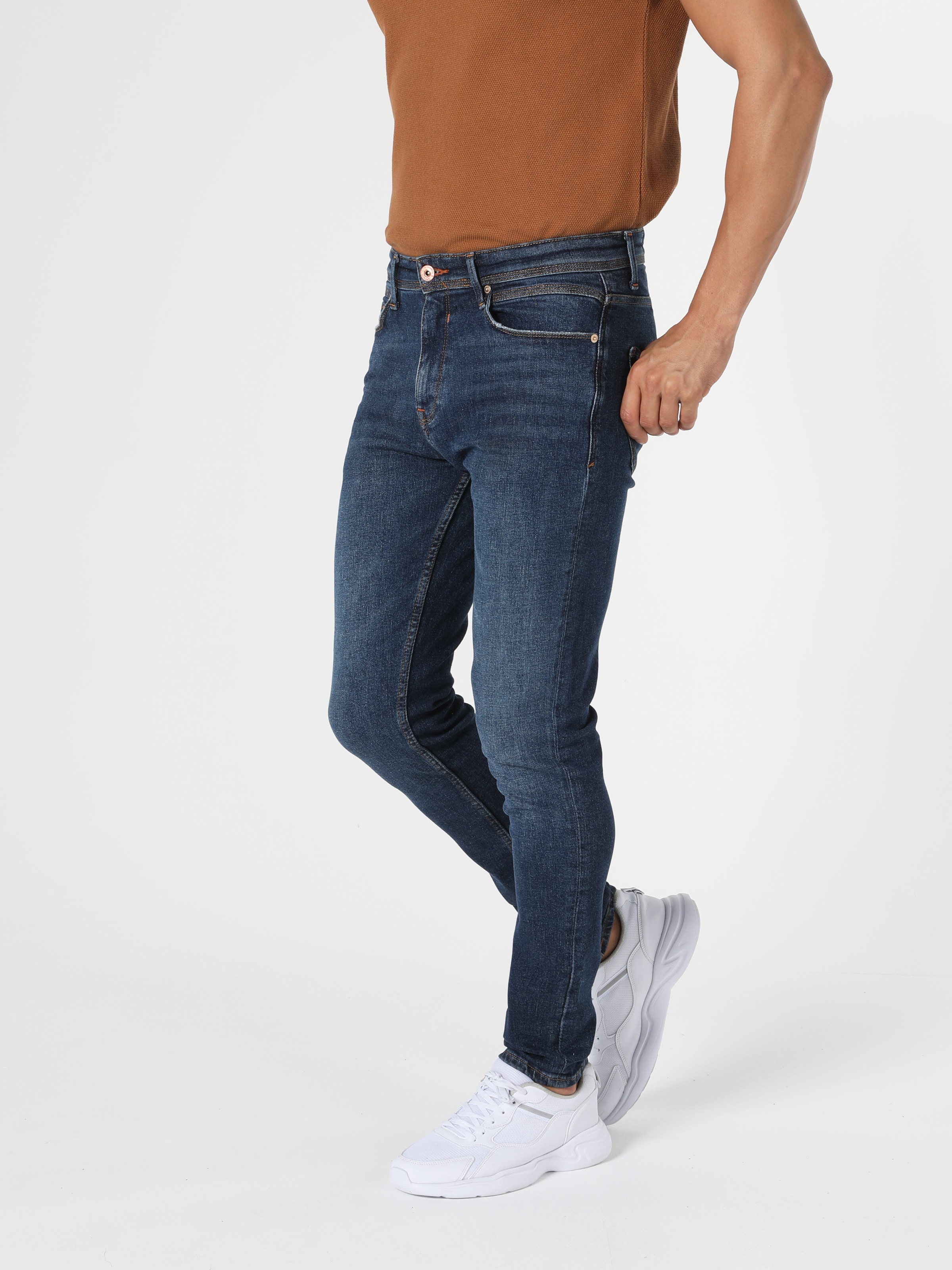 Afișați detalii pentru Pantaloni De Barbati Albastru Marin Skinny Fit  Cl1056169