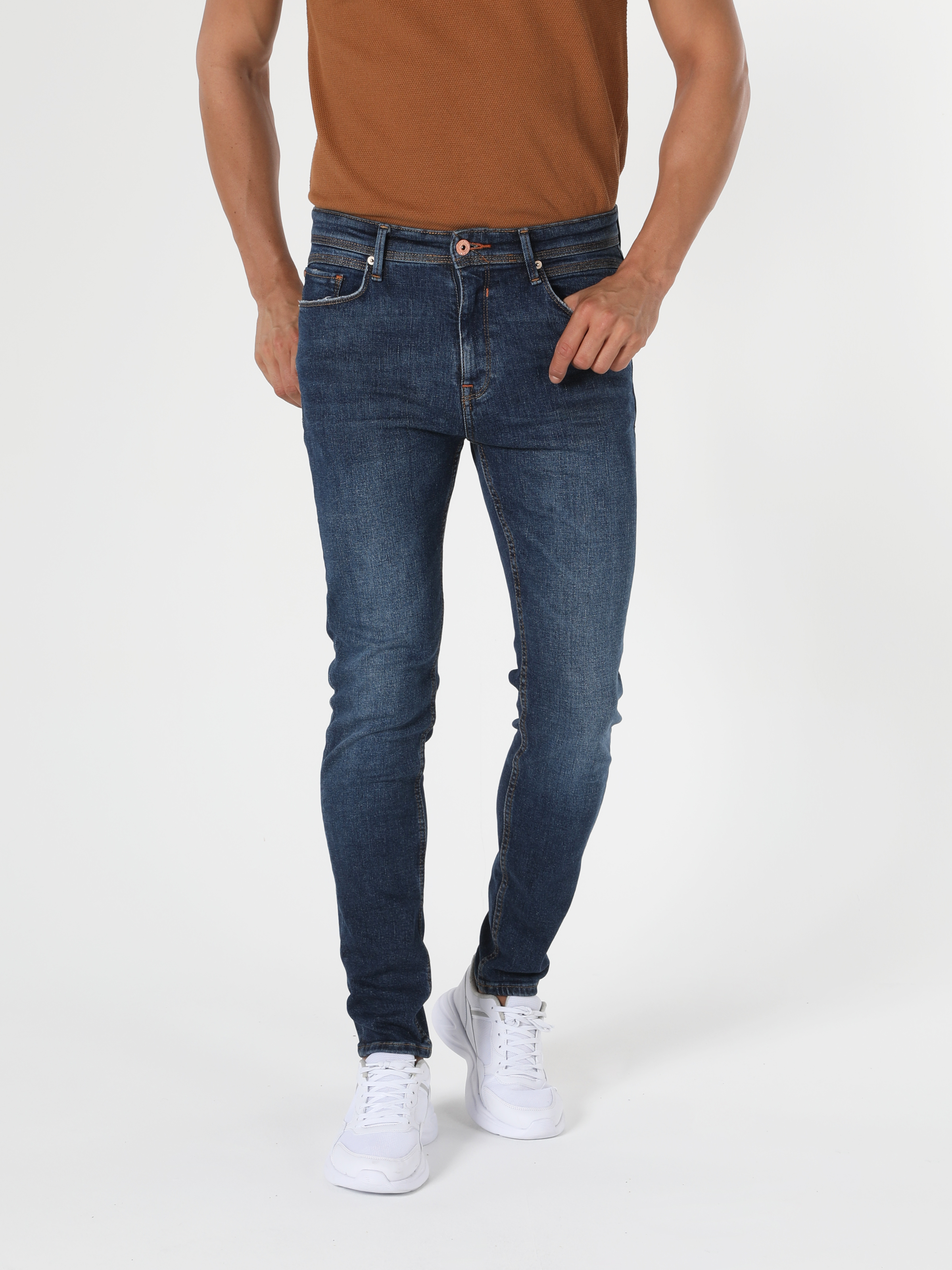 Afișați detalii pentru Pantaloni De Barbati Albastru Marin Skinny Fit  Cl1056169