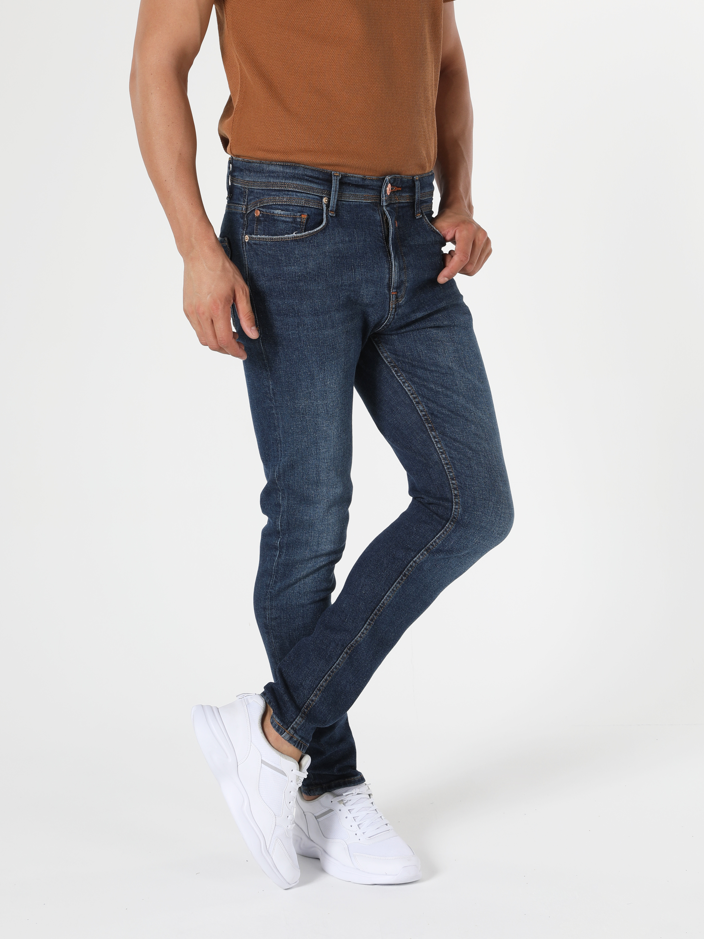 Afișați detalii pentru Pantaloni De Barbati Albastru Marin Skinny Fit  Cl1056169